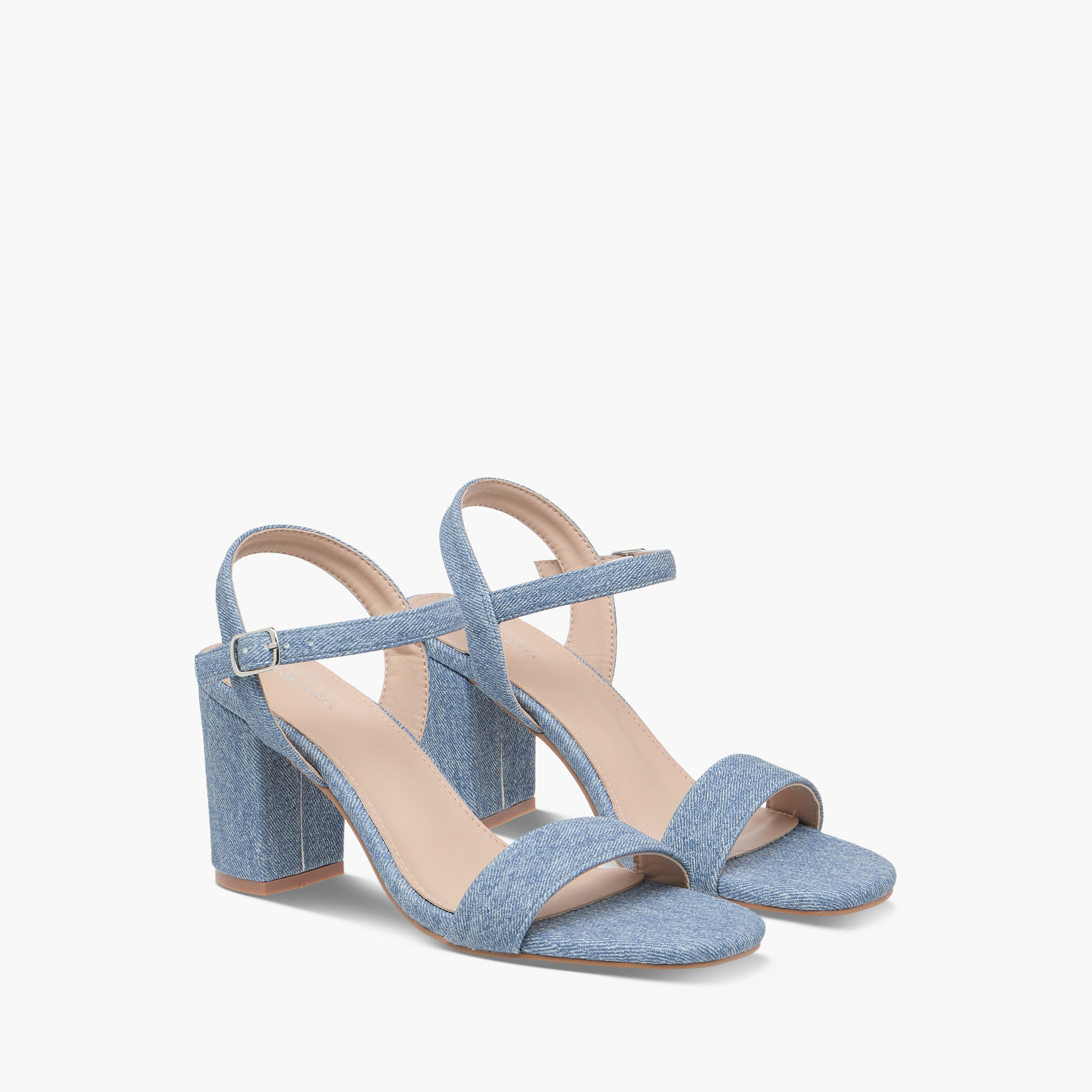 Flora Bella Textured Sandals with Block Heels and Buckle Closure-women-shoes-sandals-heeled-image-1