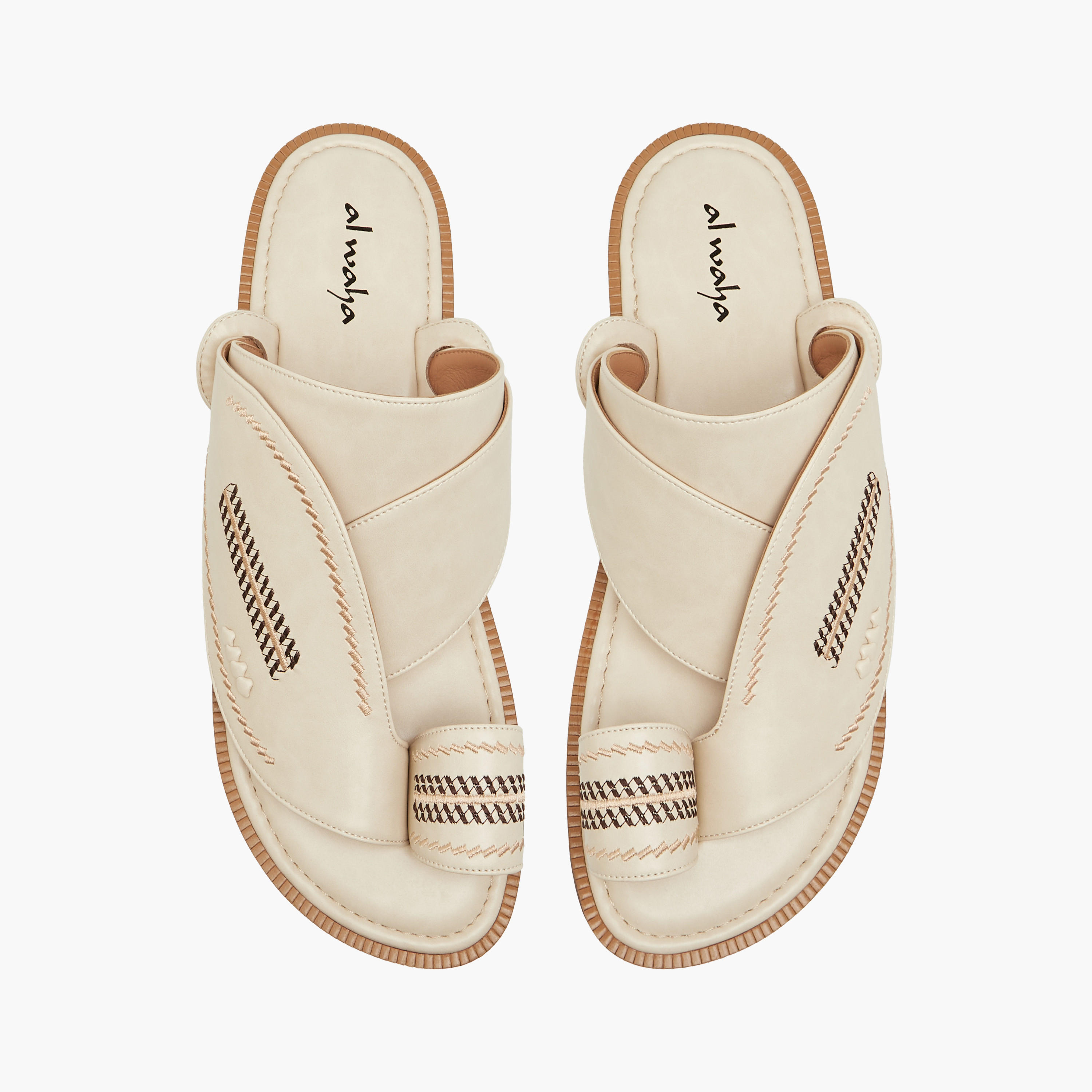 Al Waha Embroidered Slip-On Arabic Sandals with Toe Loop-men-shoes-sandals-image-1
