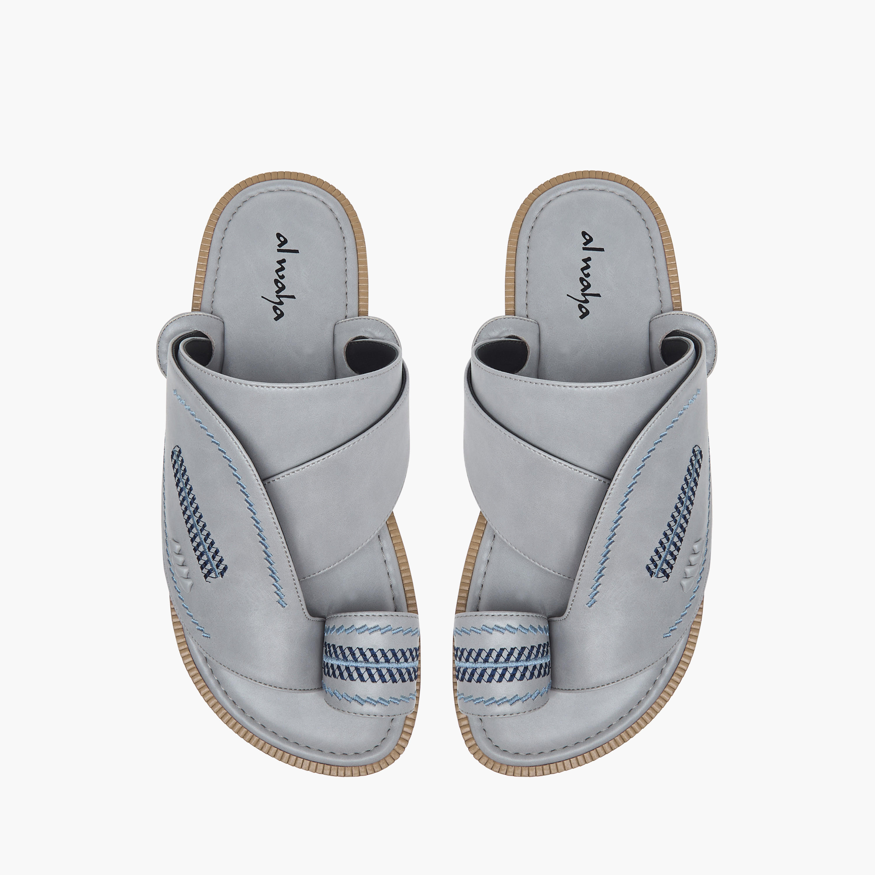 Al Waha Embroidered Slip-On Arabic Sandals with Toe Loop-men-shoes-sandals-image-1