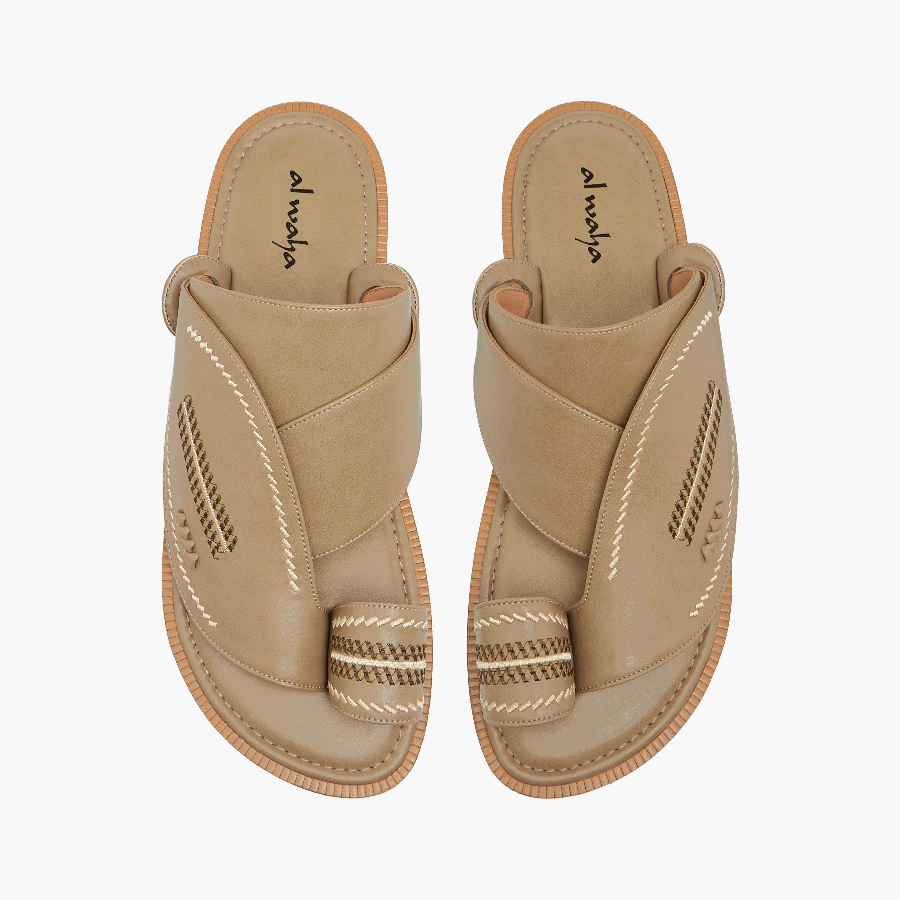 Al Waha Embroidered Slip-On Arabic Sandals with Toe Loop-men-shoes-sandals-image-1