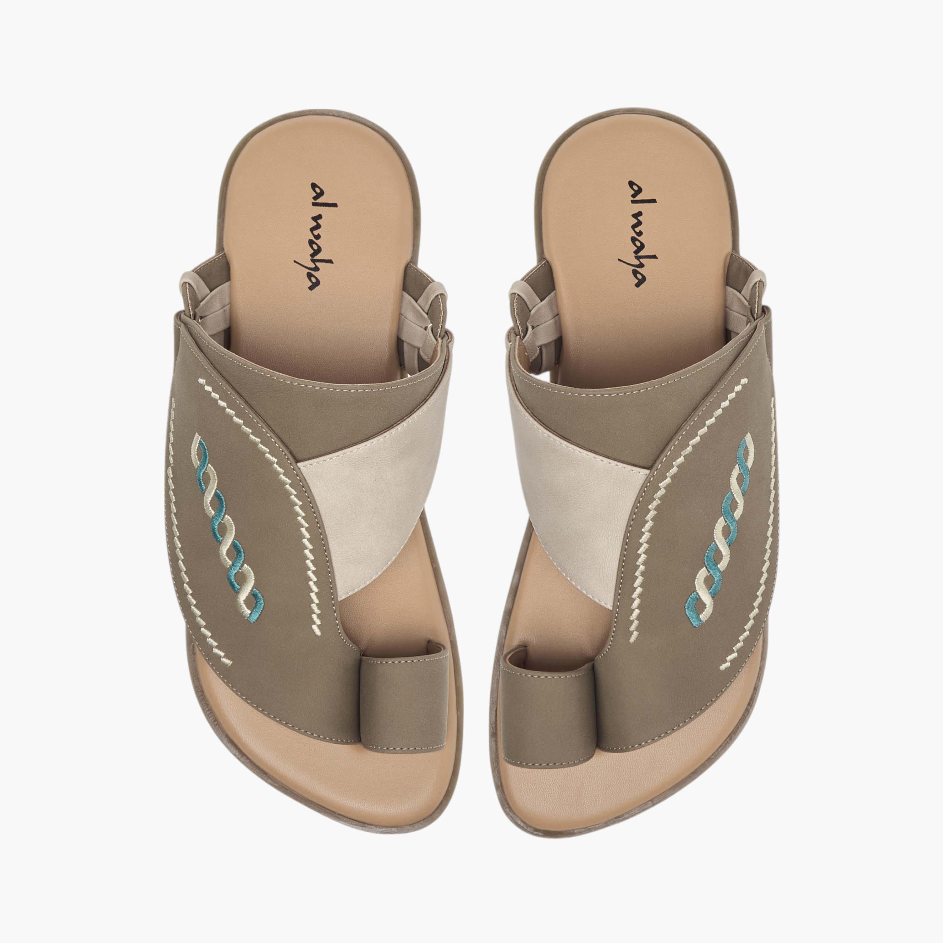 Al Waha Embroidered Slip-On Arabic Sandals with Toe Loop-men-shoes-sandals-image-1