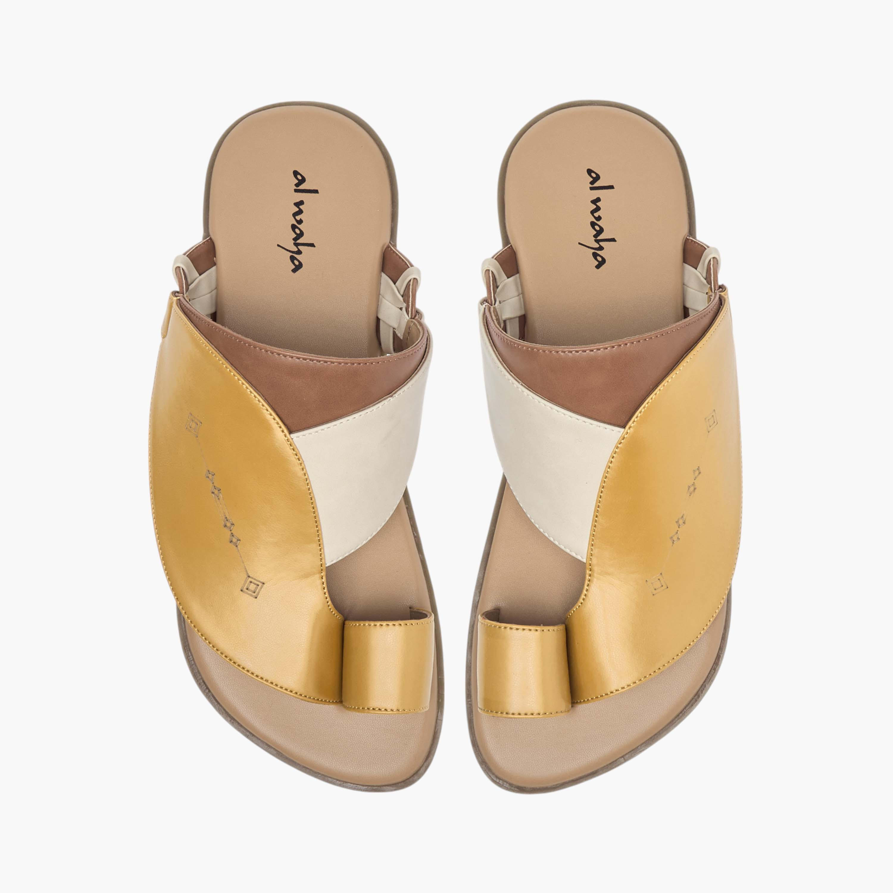 Al Waha Panelled Slip-On Arabic Sandals with Toe Loop-men-shoes-sandals-image-1