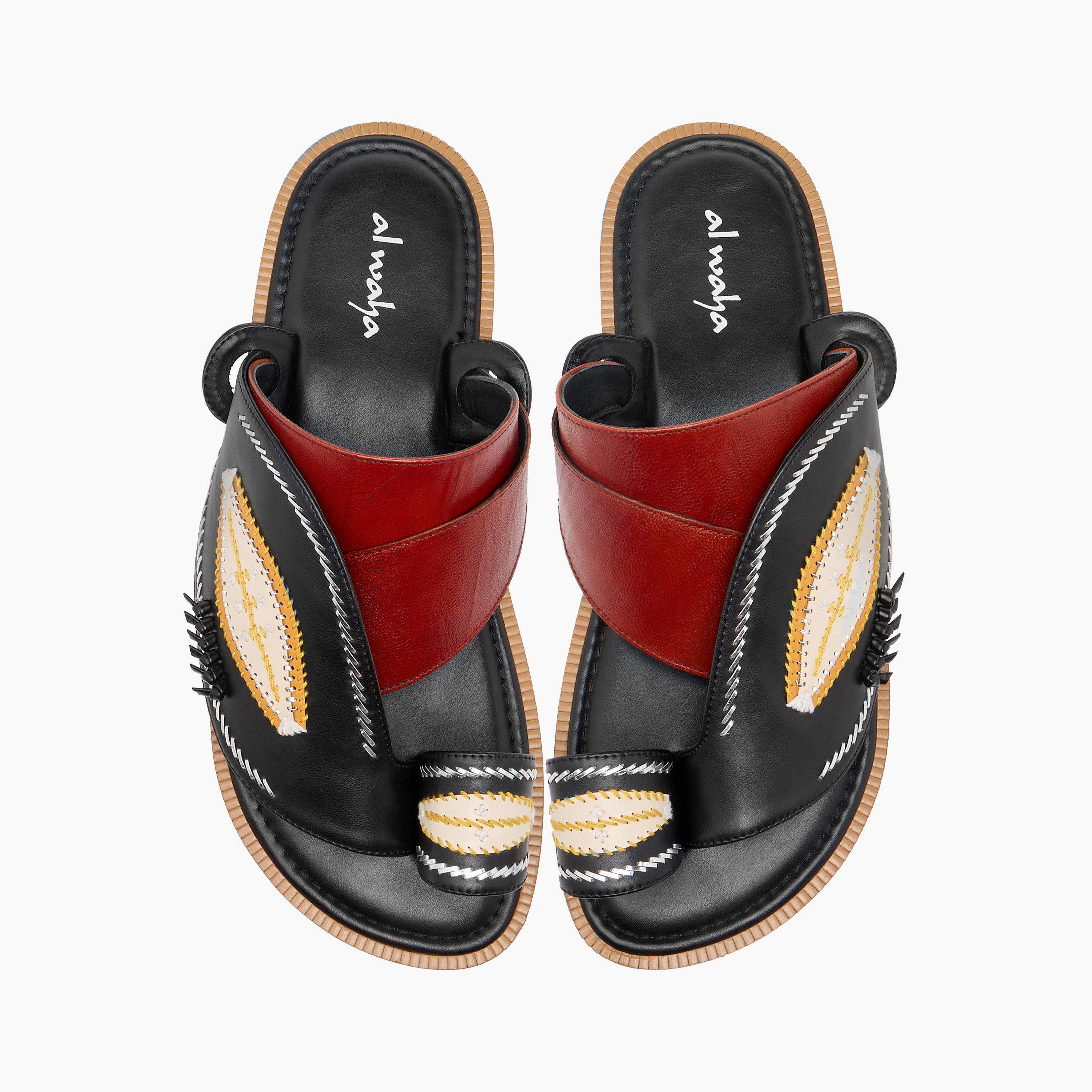 صندل عربي مطرّز سهل الارتداء بحلقة إصبع من الواحة-men-shoes-sandals-image-1