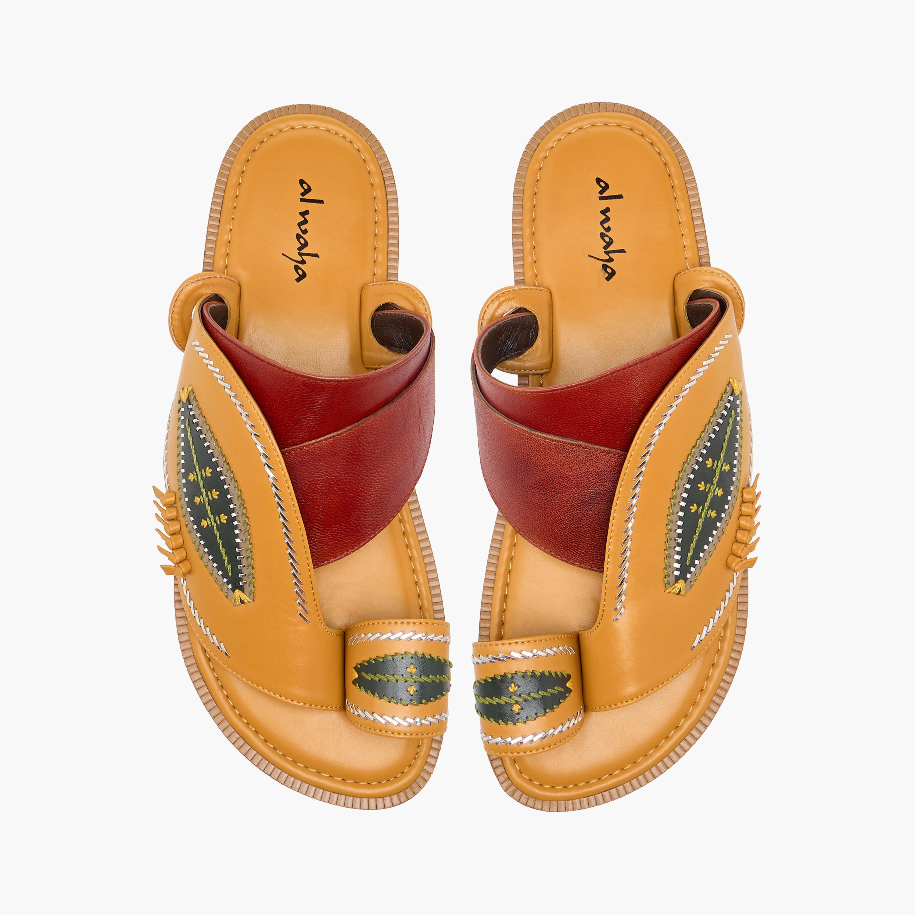 Al Waha Embroidered Slip-On Arabic Sandals with Toe Loop-men-shoes-sandals-image-1