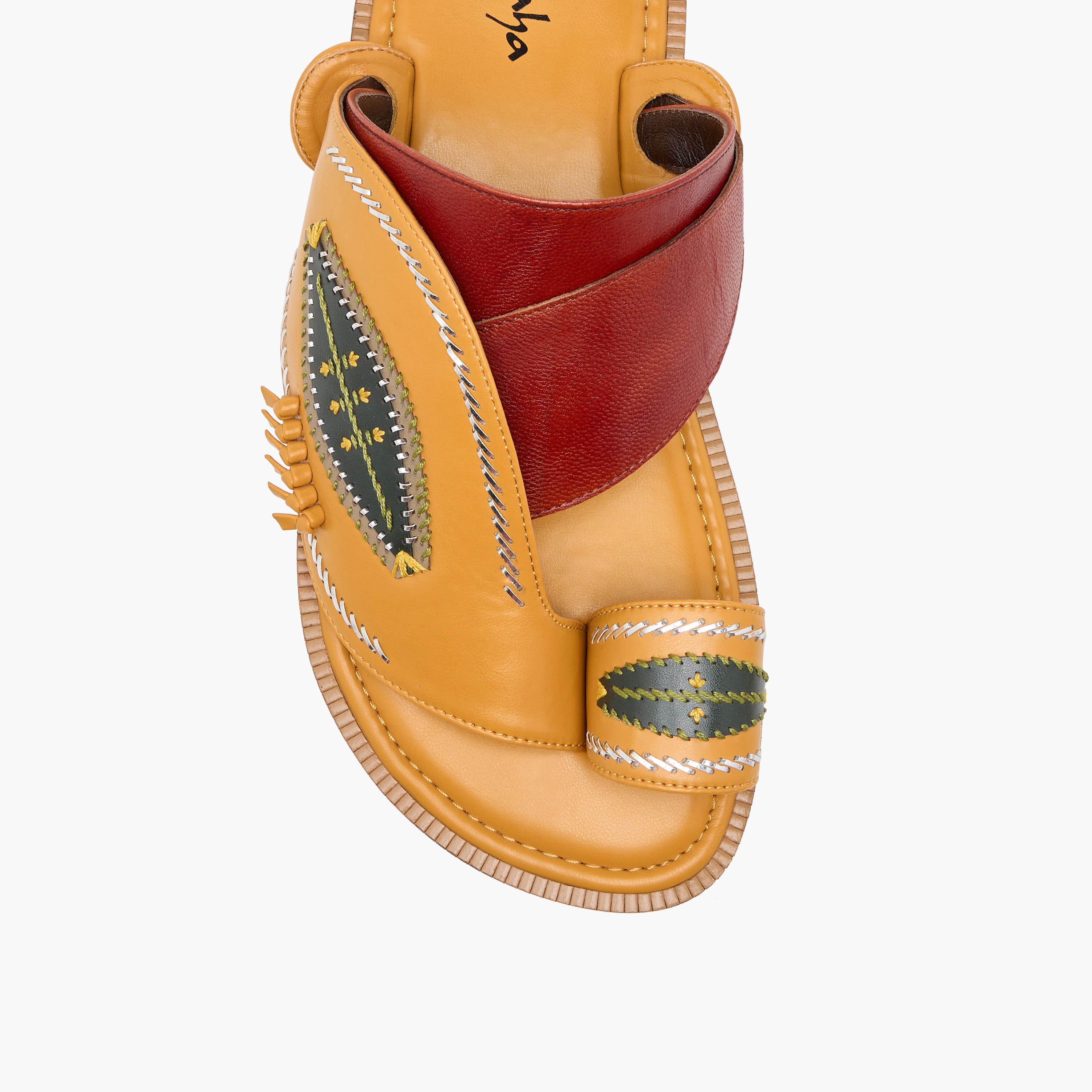 Al Waha Embroidered Slip-On Arabic Sandals with Toe Loop-men-shoes-sandals-image-3