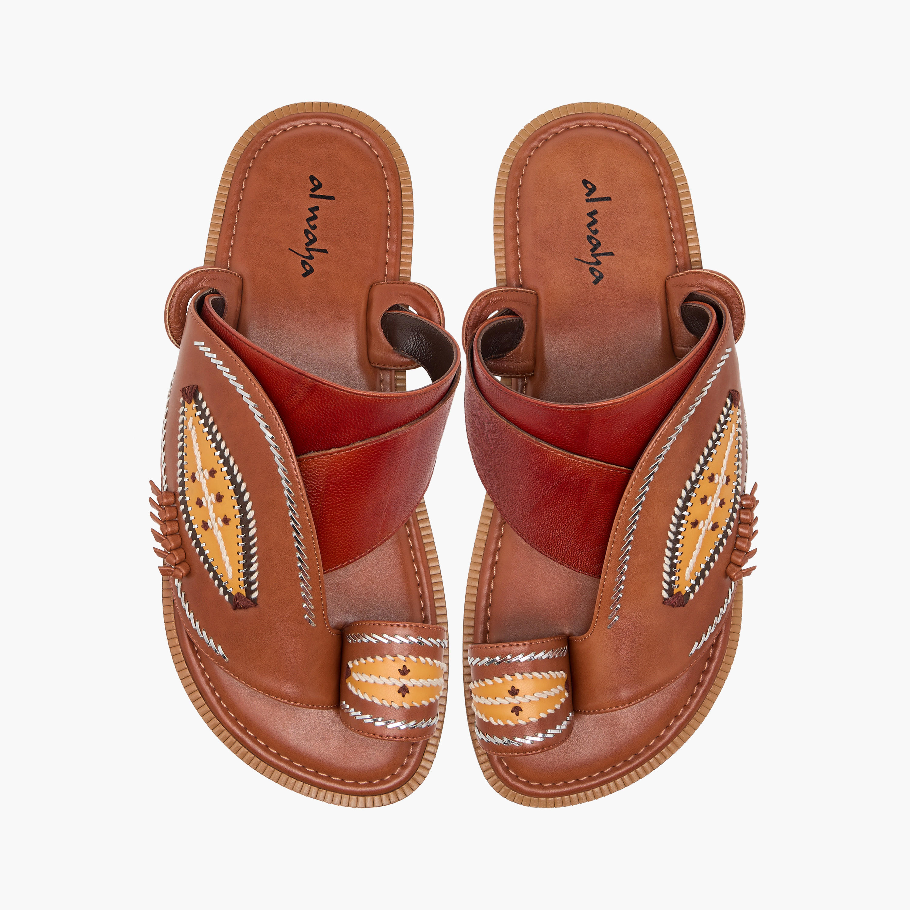 صندل عربي مطرّز سهل الارتداء بحلقة إصبع من الواحة-men-shoes-sandals-image-1