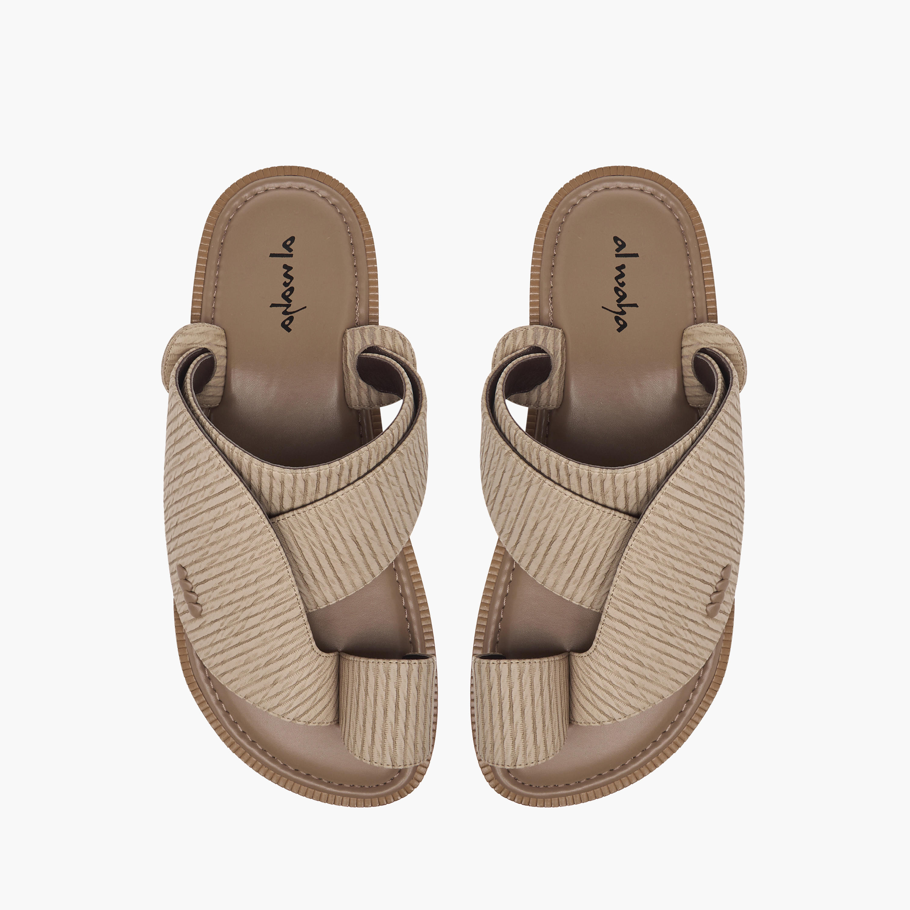 Al Waha Textured Slip-On Arabic Sandals with Toe Loop-men-shoes-sandals-image-1