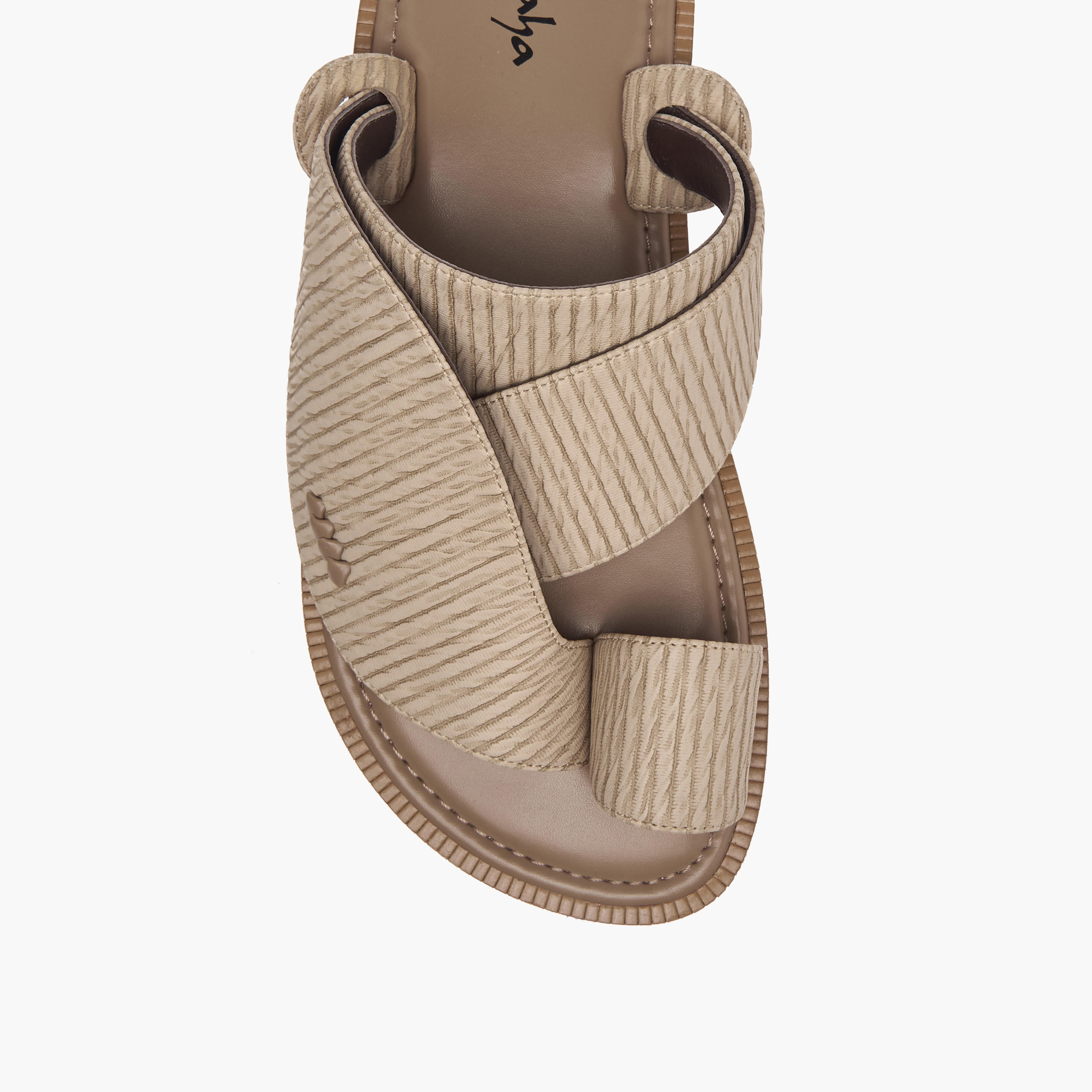 Al Waha Textured Slip-On Arabic Sandals with Toe Loop-men-shoes-sandals-image-3