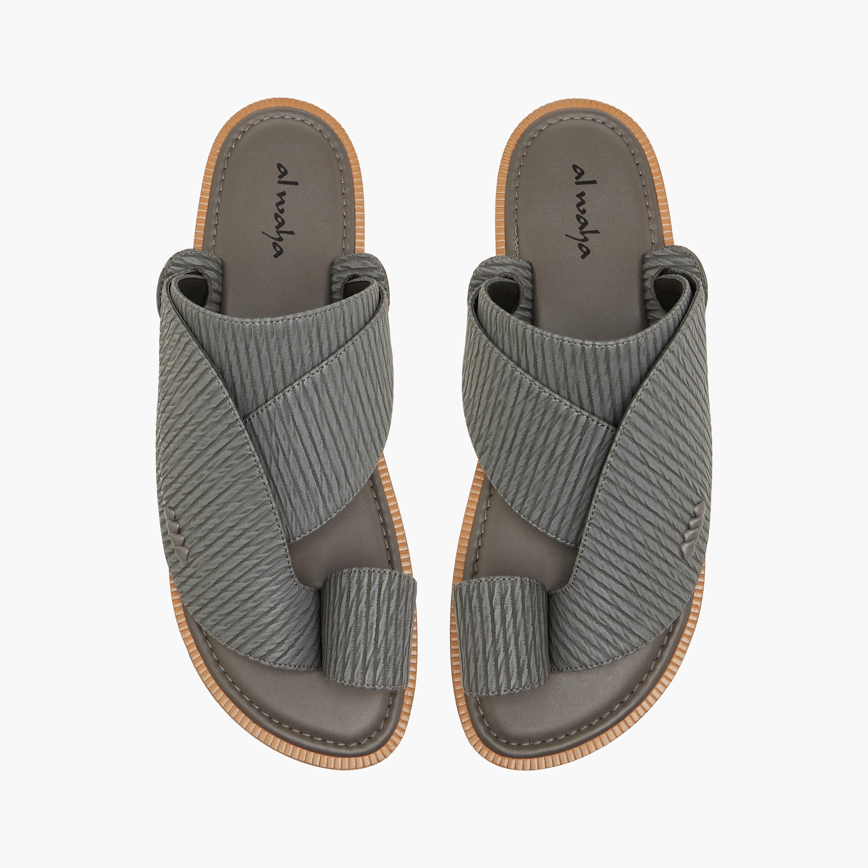 Al Waha Textured Slip-On Arabic Sandals with Toe Loop-men-shoes-sandals-image-1