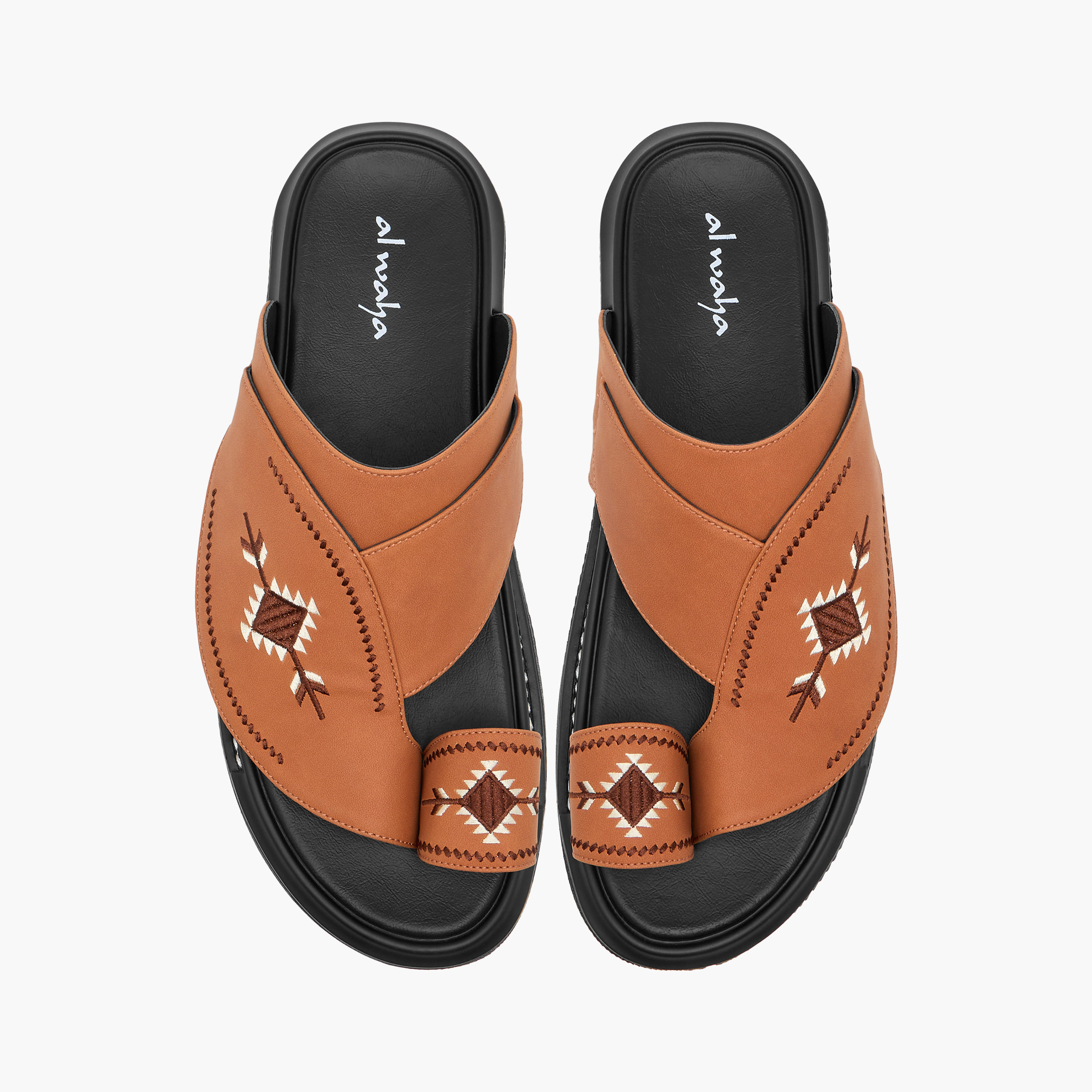 Al Waha Embroidered Slip-On Arabic Sandals with Toe Loop-men-shoes-sandals-image-1