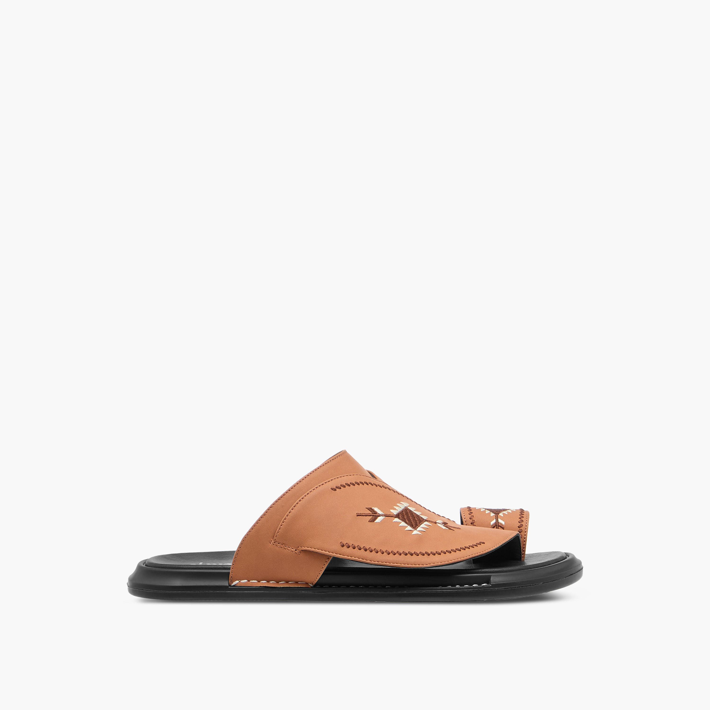 Al Waha Embroidered Slip-On Arabic Sandals with Toe Loop-men-shoes-sandals-image-2