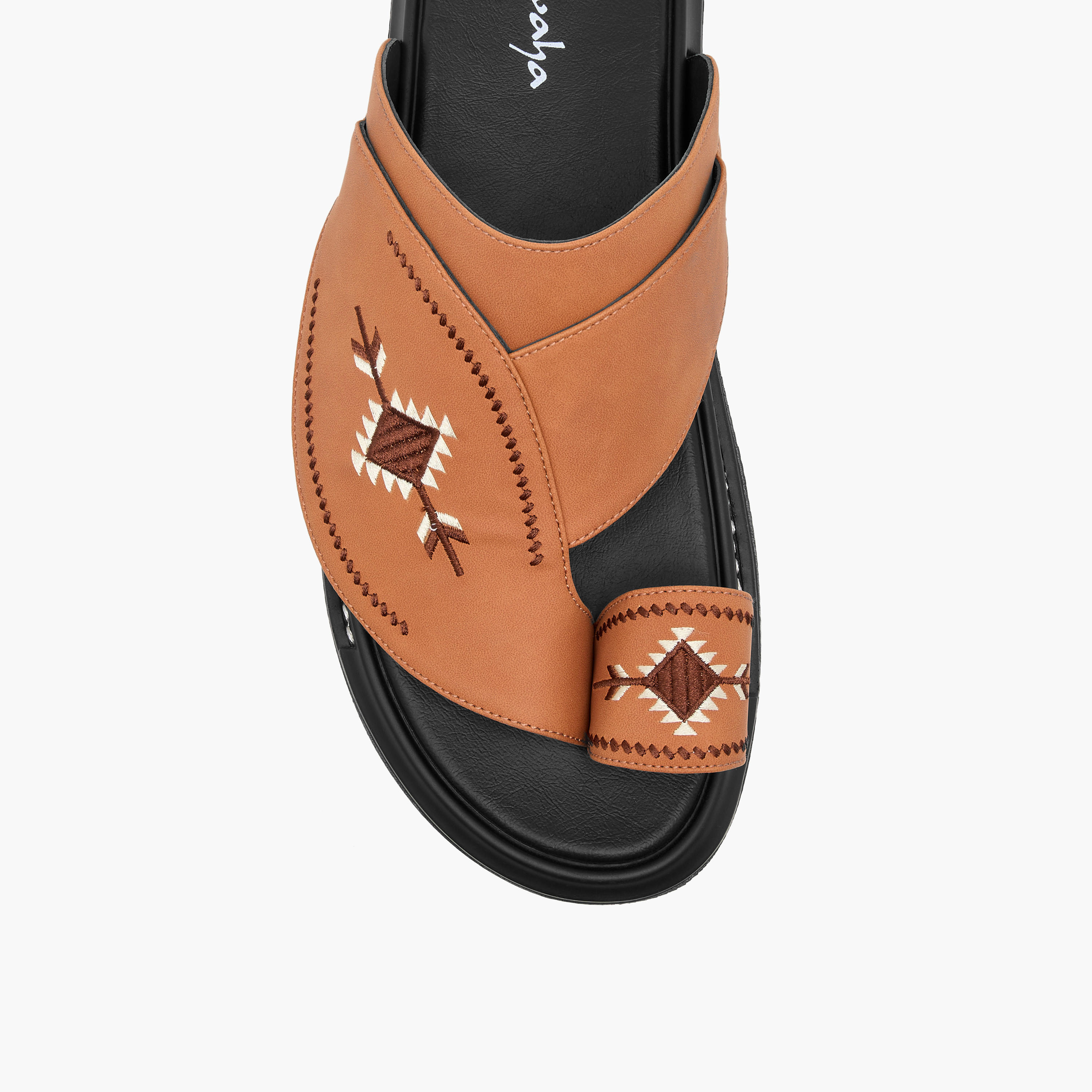 Al Waha Embroidered Slip-On Arabic Sandals with Toe Loop-men-shoes-sandals-image-3