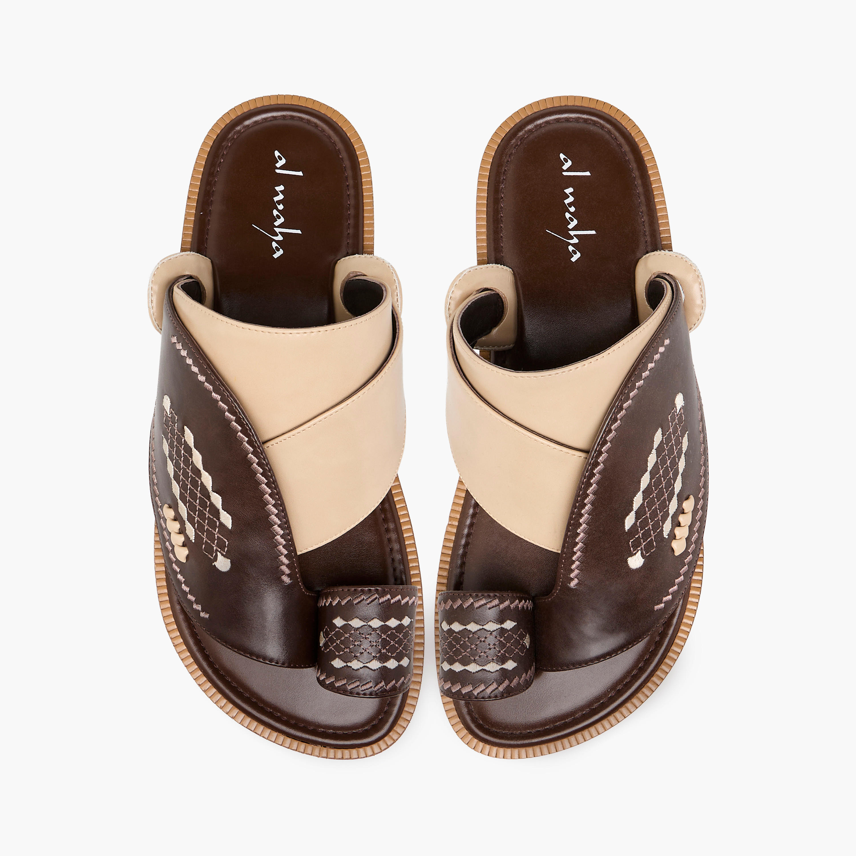 Al Waha Embroidered Slip-On Arabic Sandals with Toe Loop-men-shoes-sandals-image-1