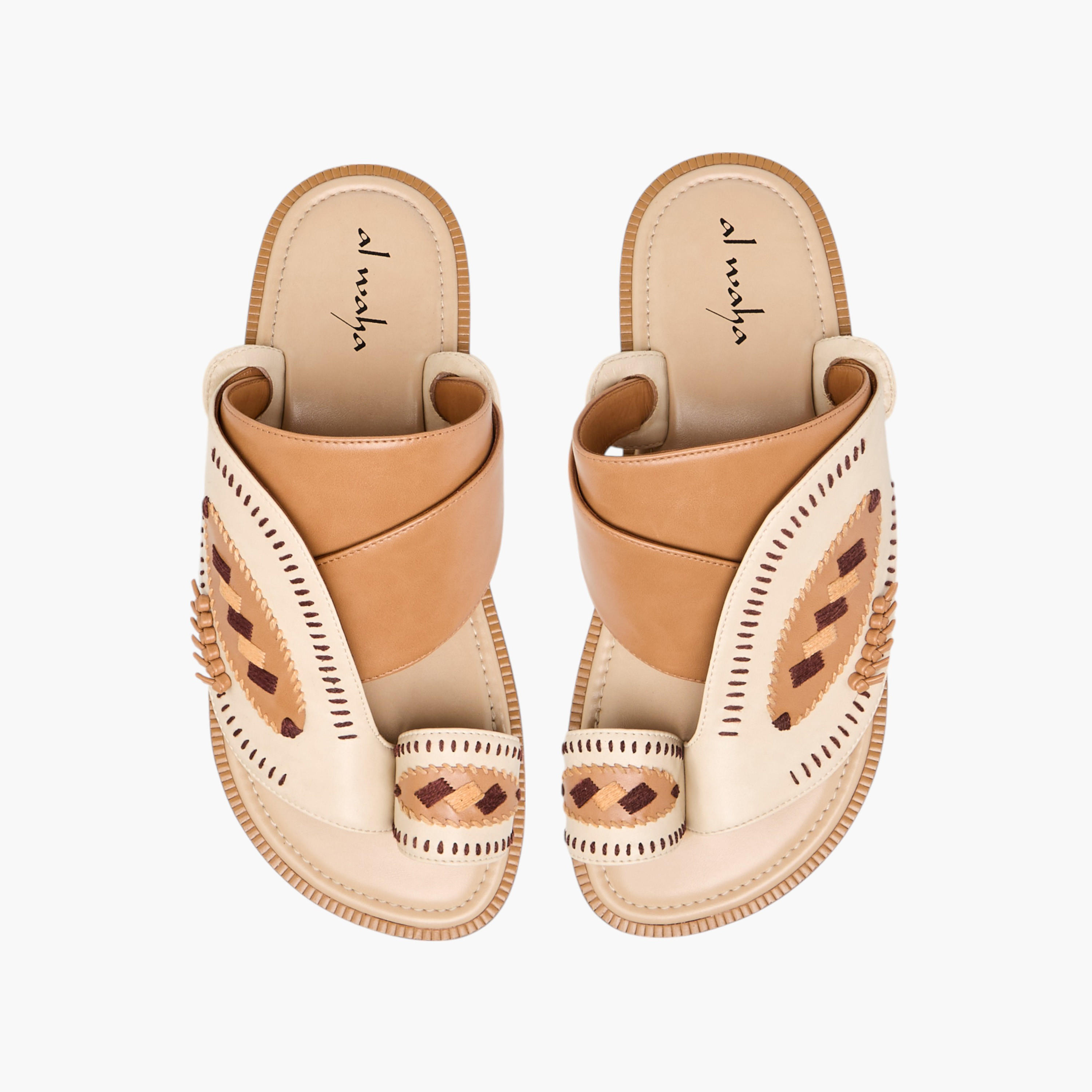Al Waha Embroidered Slip-On Arabic Sandals with Toe Loop-men-shoes-sandals-image-1
