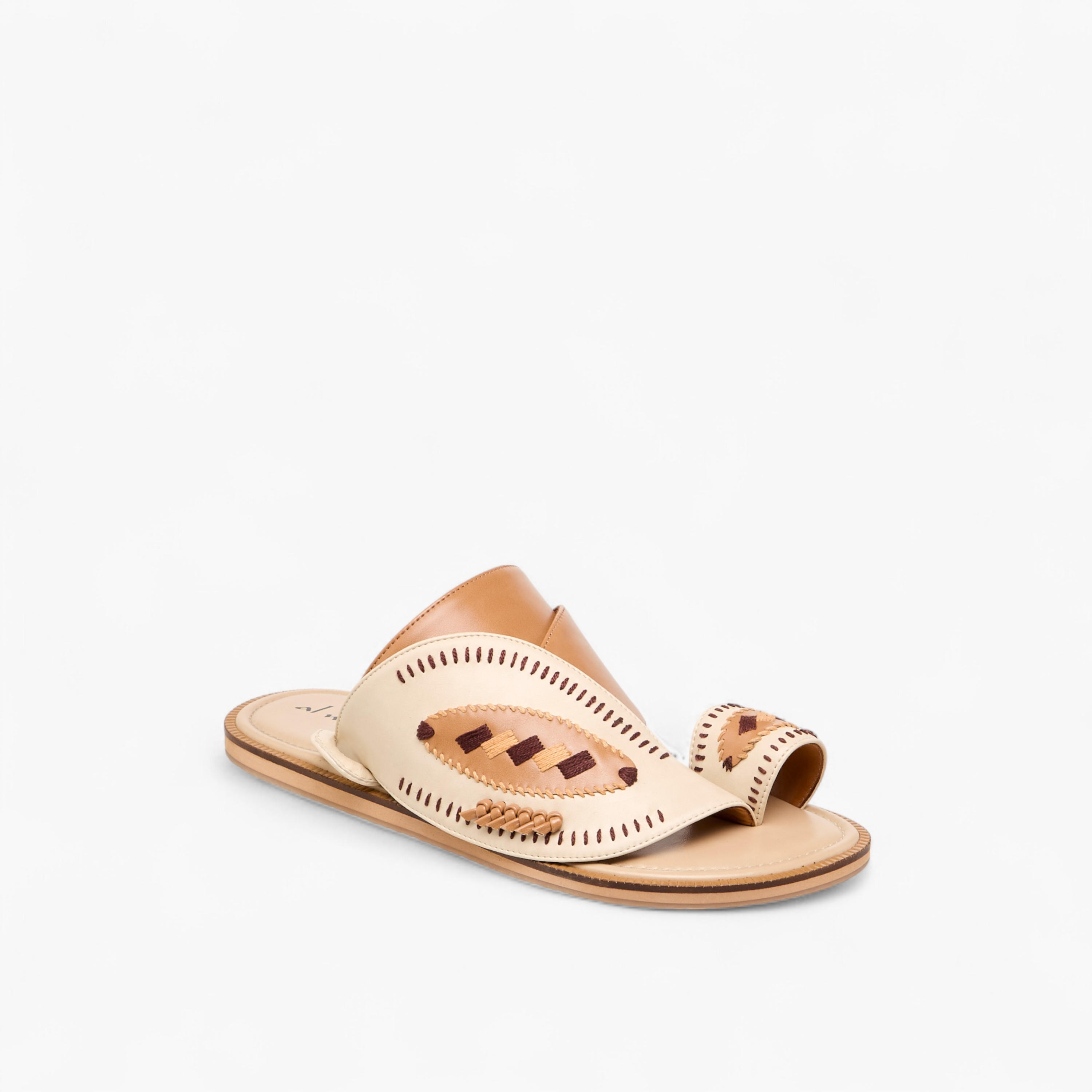 Al Waha Embroidered Slip-On Arabic Sandals with Toe Loop-men-shoes-sandals-image-2