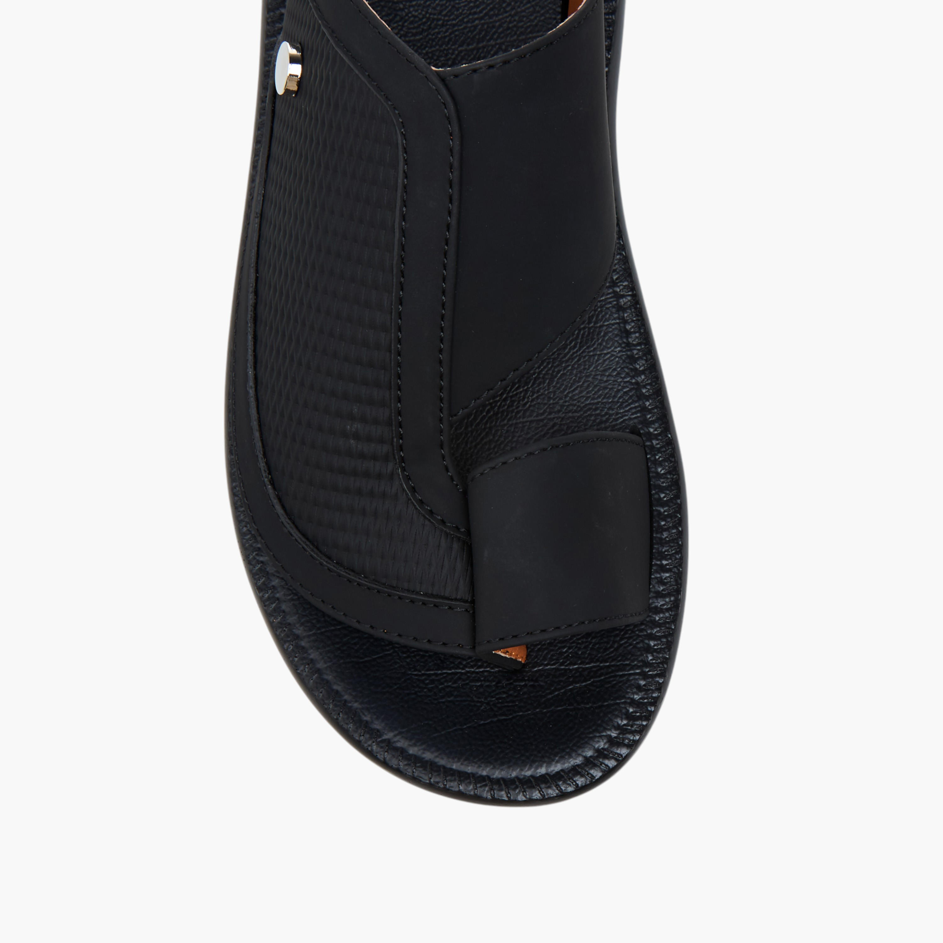 Al Waha Textured Slip-On Arabic Sandals with Toe Loop Detail-men-shoes-sandals-image-3