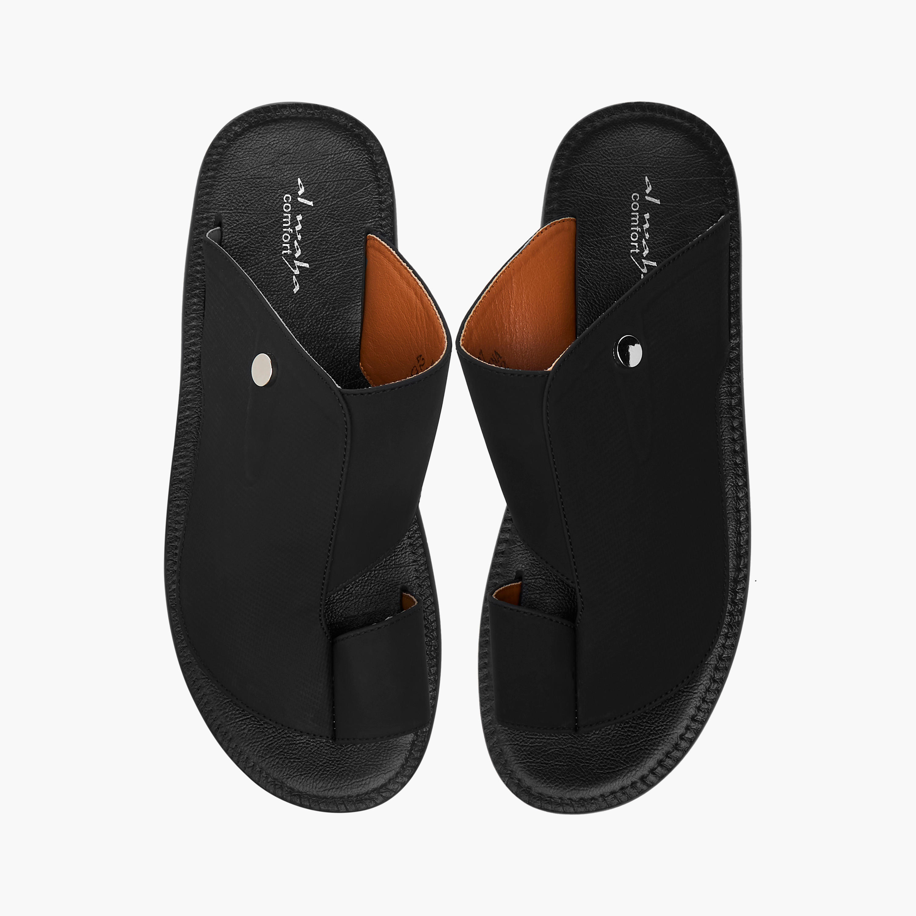 Al Waha Textured Slip-On Arabic Sandals with Toe Loop Detail-men-shoes-sandals-image-1