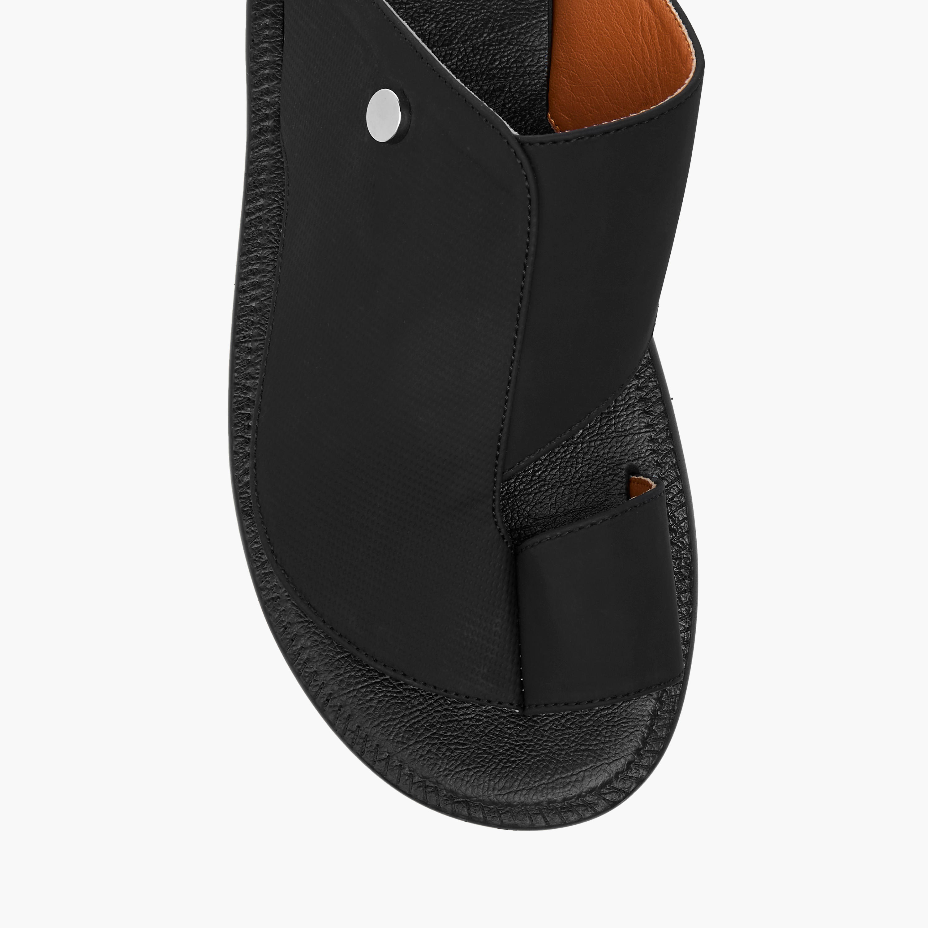 Al Waha Textured Slip-On Arabic Sandals with Toe Loop Detail-men-shoes-sandals-image-3