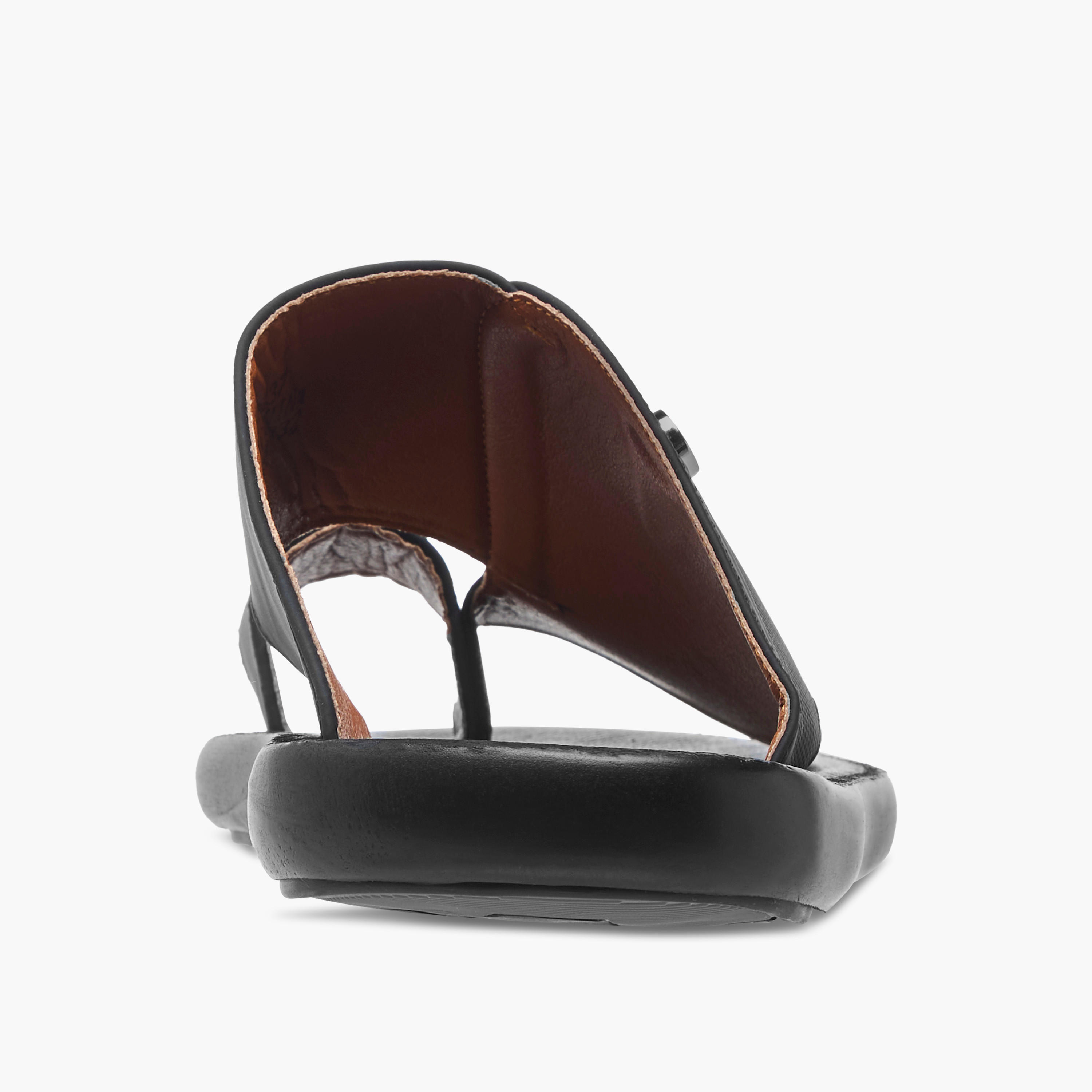Al Waha Textured Slip-On Arabic Sandals with Toe Loop Detail-men-shoes-sandals-image-4