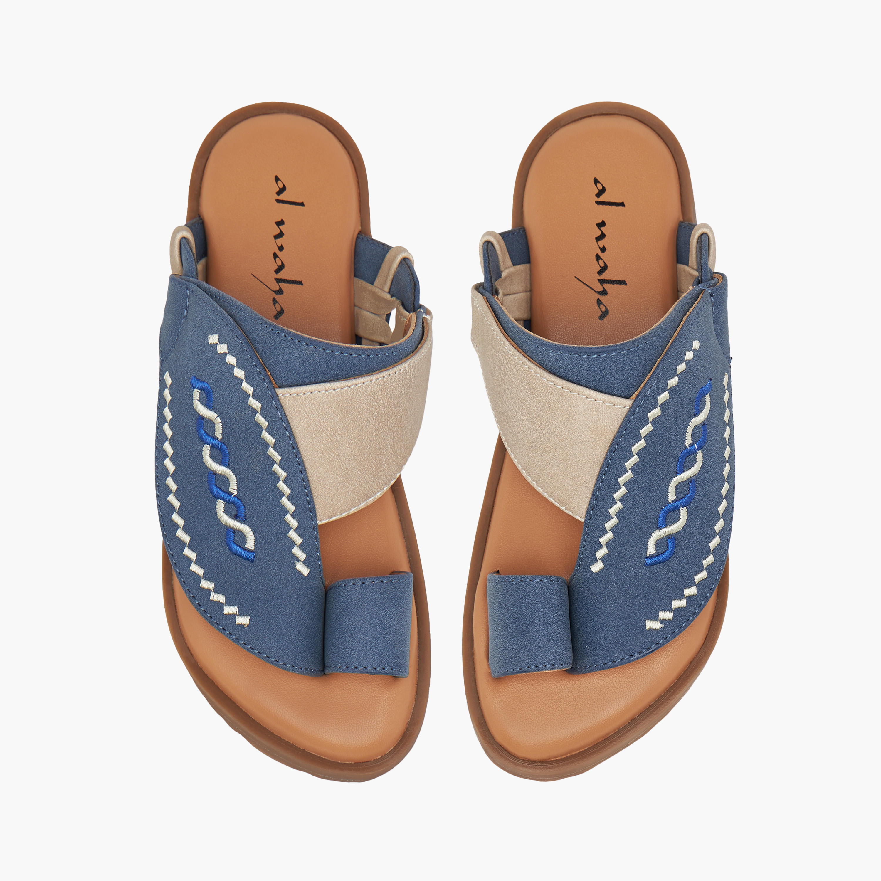 Al Waha Embroidered Slip-On Arabic Sandals with Toe Loop-boys-shoes-sandals-image-1