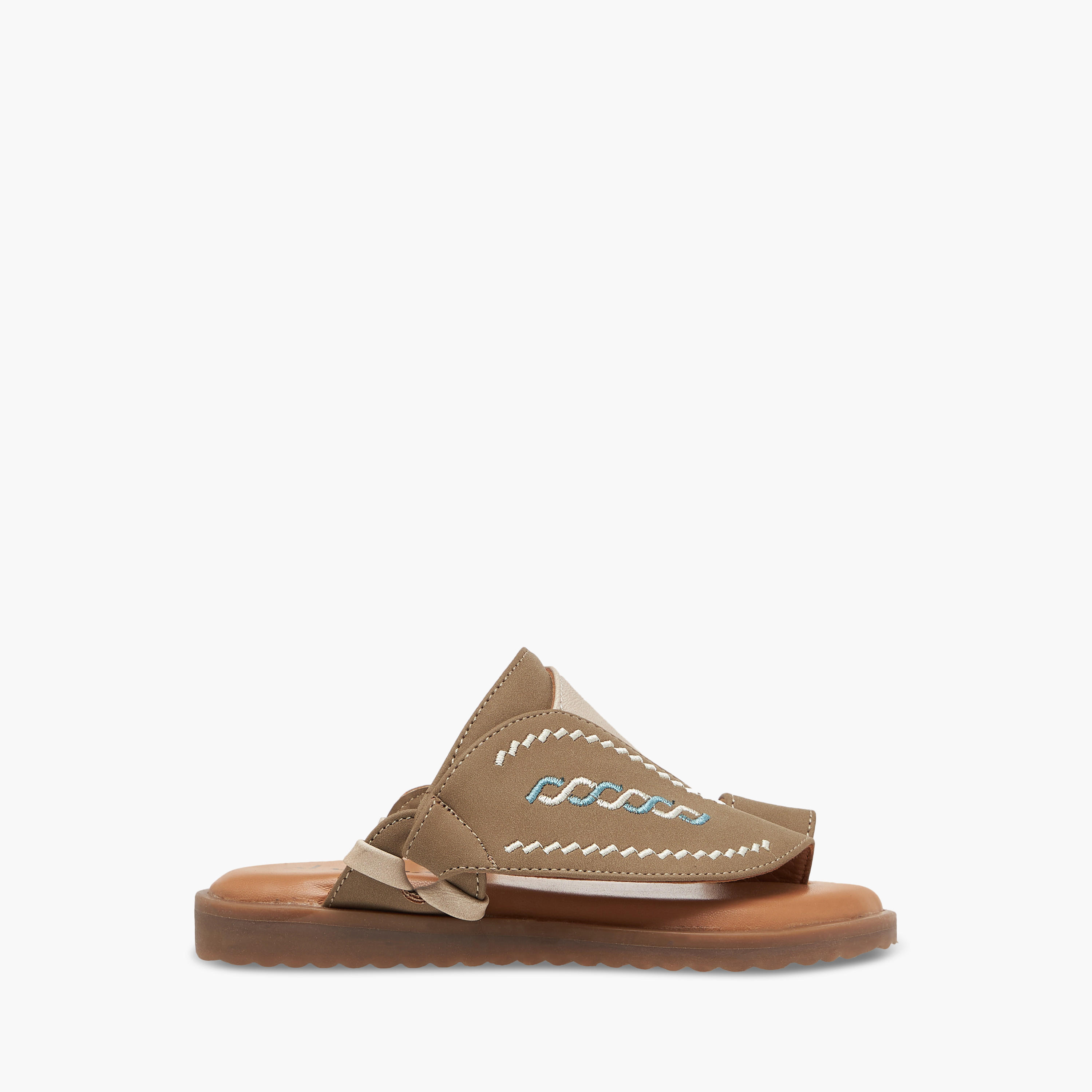 Al Waha Embroidered Slip-On Arabic Sandals with Toe Loop-boys-shoes-sandals-image-2