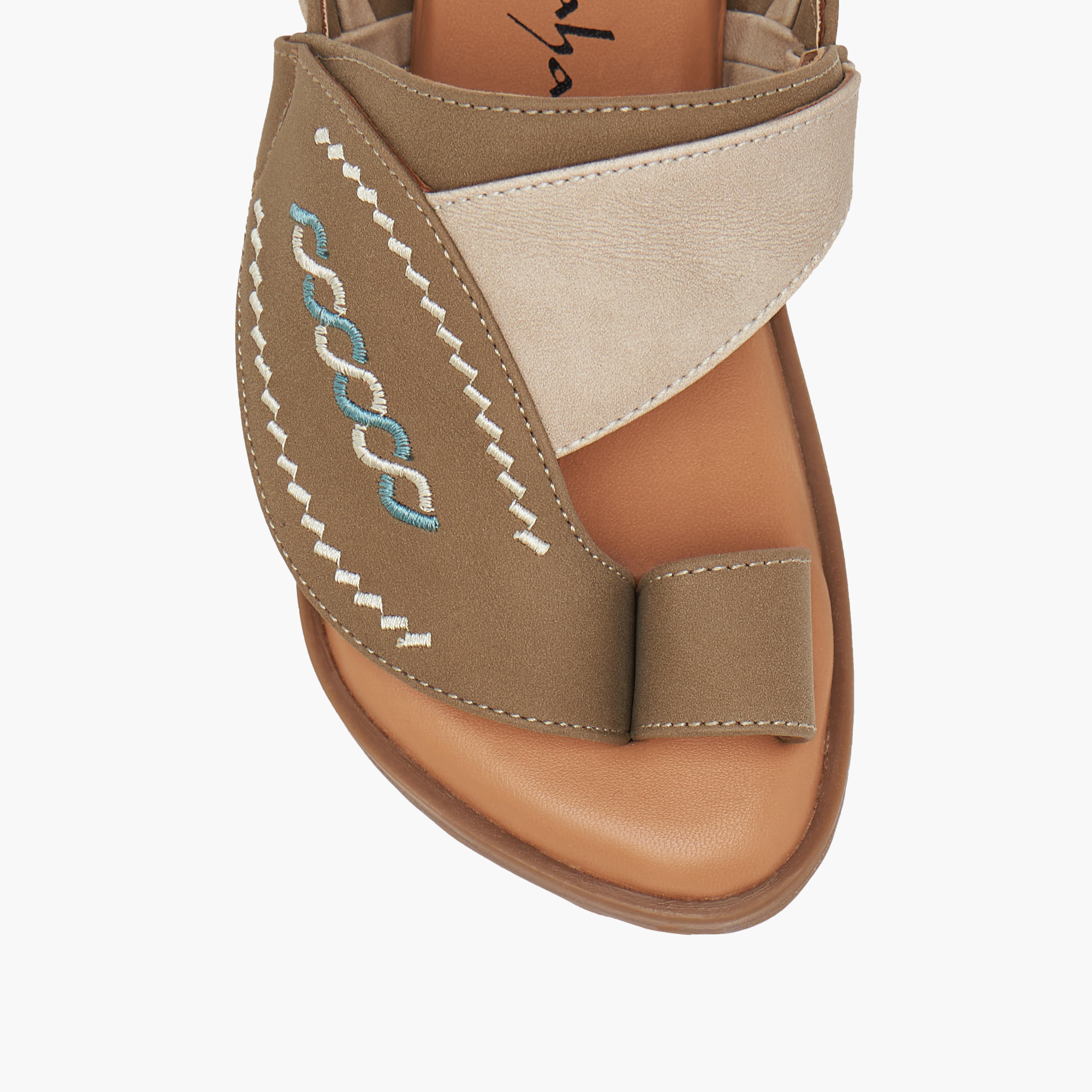 Al Waha Embroidered Slip-On Arabic Sandals with Toe Loop-boys-shoes-sandals-image-3
