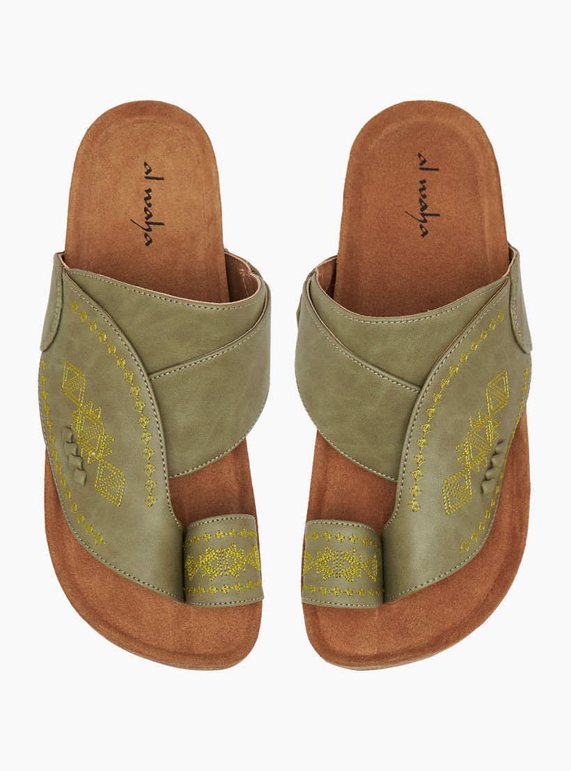 Al Waha Boys Embroidered Leather Arabic Sandals-boys-shoes-sandals-image-1