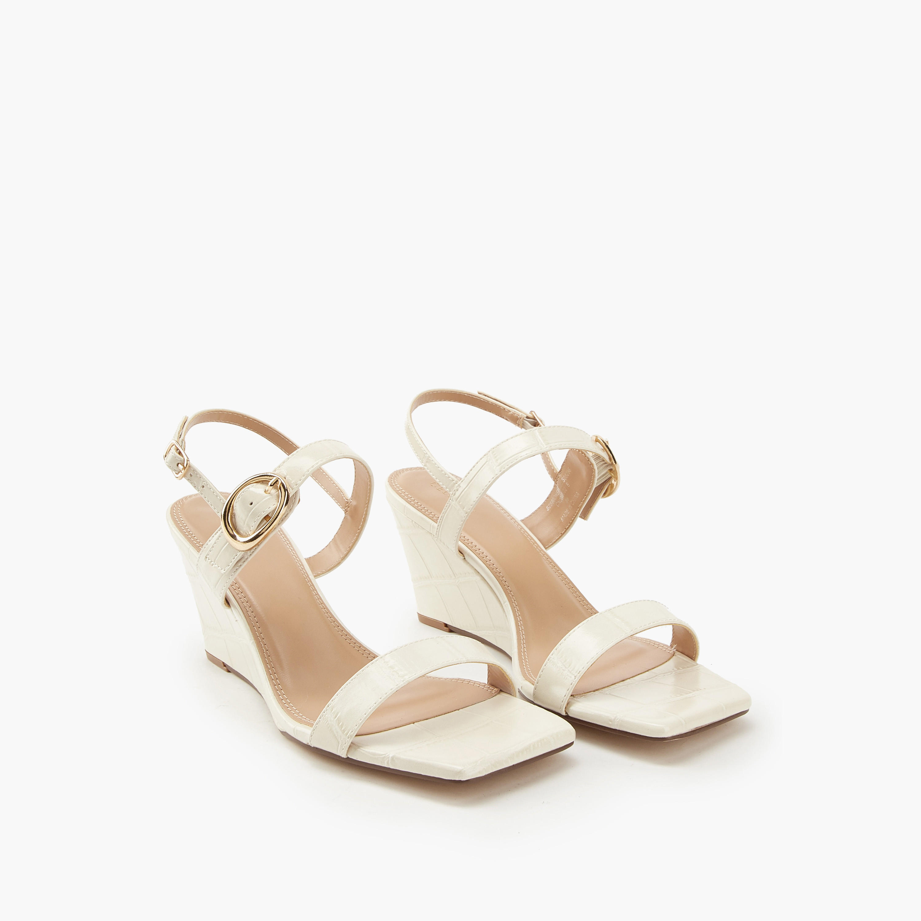 Celeste Women's Solid Wedge Heeled Sandals with Buckle Closure-women-shoes-sandals-heeled-image-1