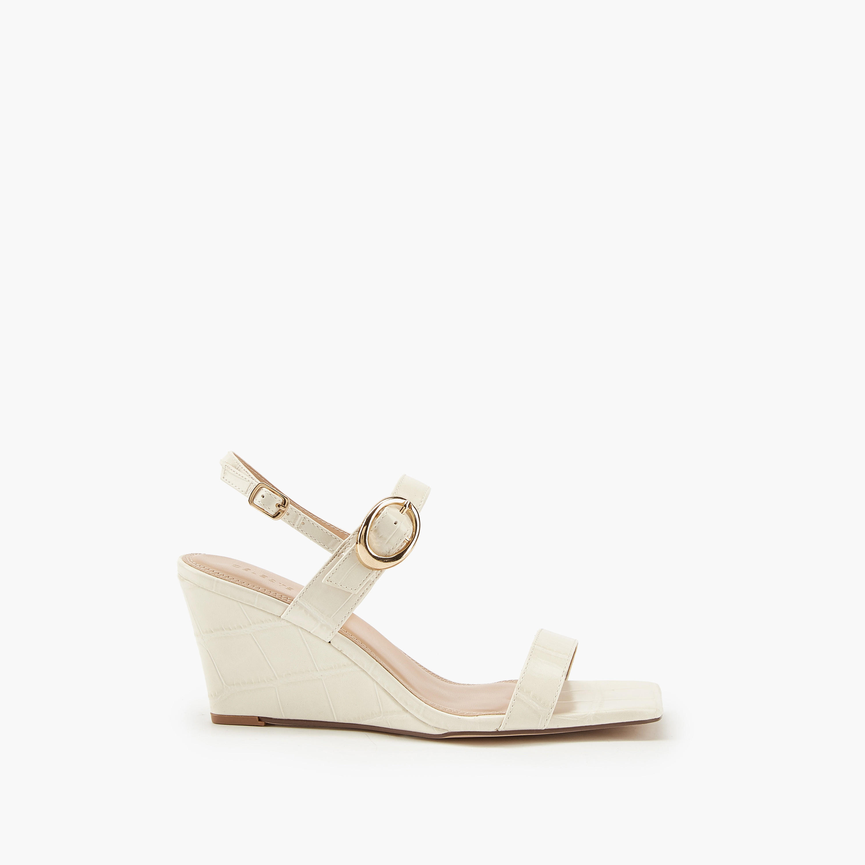Celeste Women's Solid Wedge Heeled Sandals with Buckle Closure-women-shoes-sandals-heeled-image-2