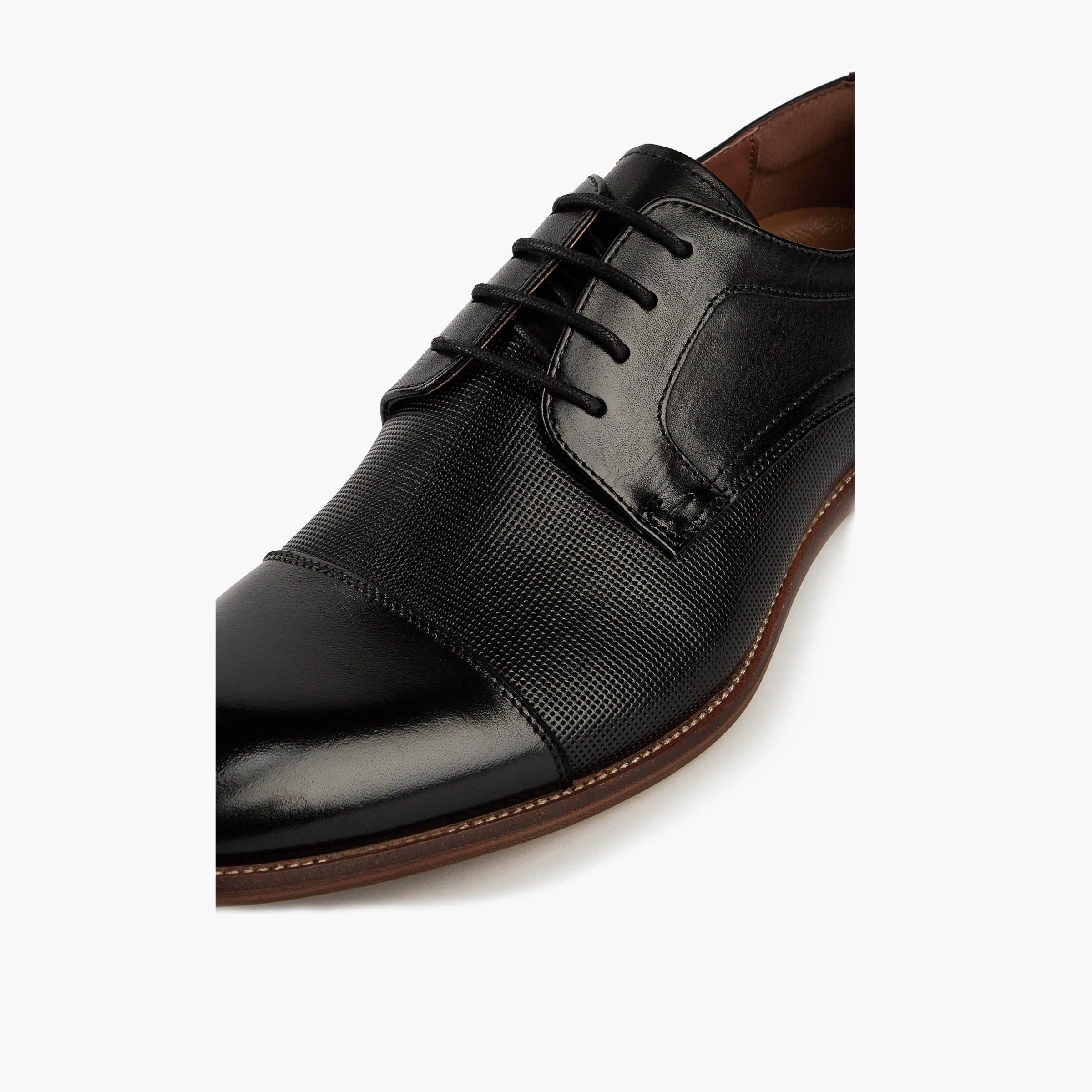 Duchini Men's Leather Solid Lace-Up Derby Shoes-men-shoes-formalshoes-image-4