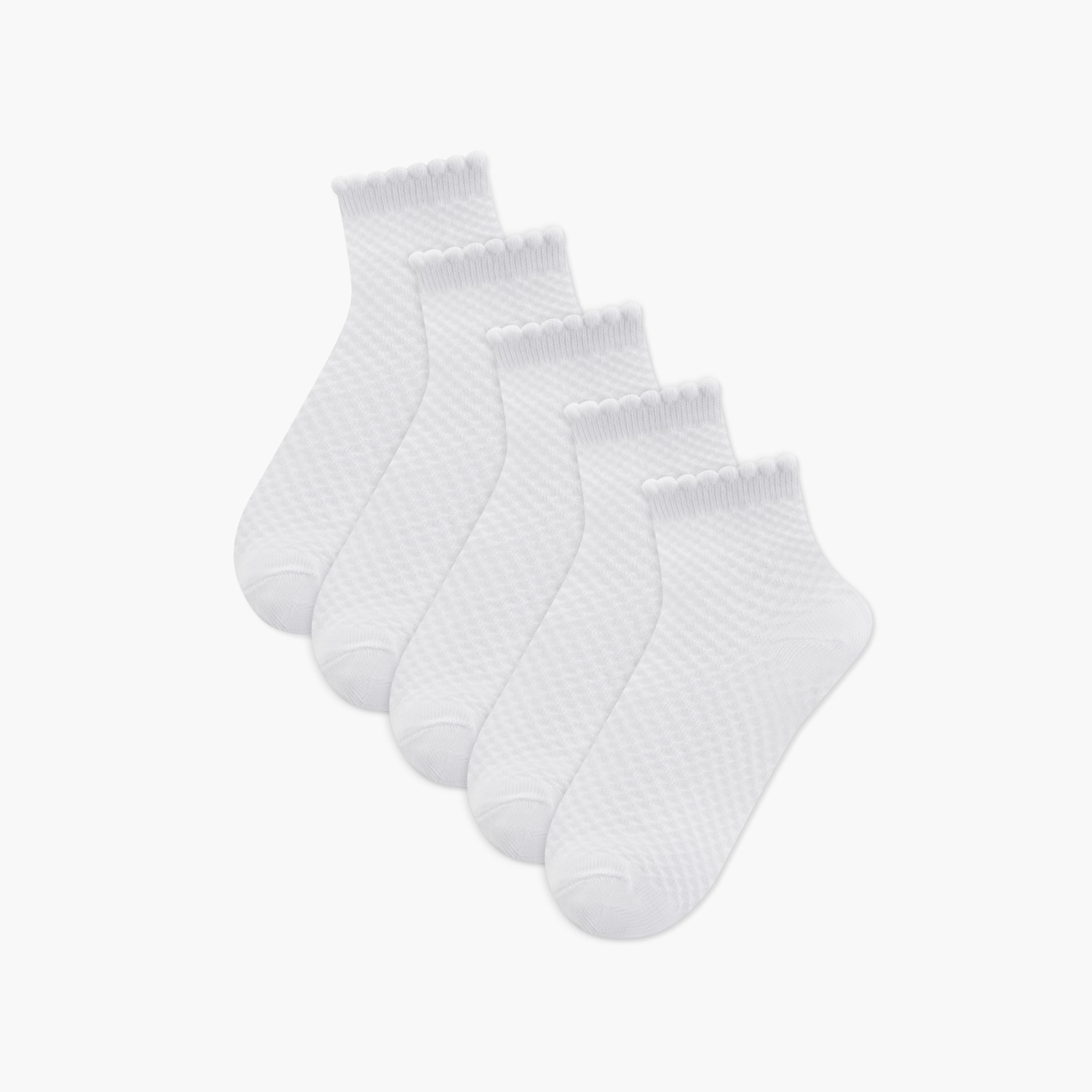 Juniors Textured Crew Length Socks - Set of 5-girls-accessories-socks-image-1