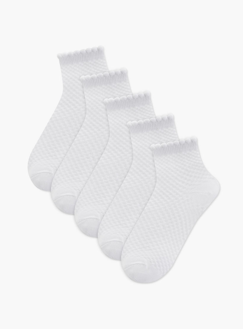 Juniors Textured Crew Length Socks - Set of 5-girls-accessories-socks-image-1