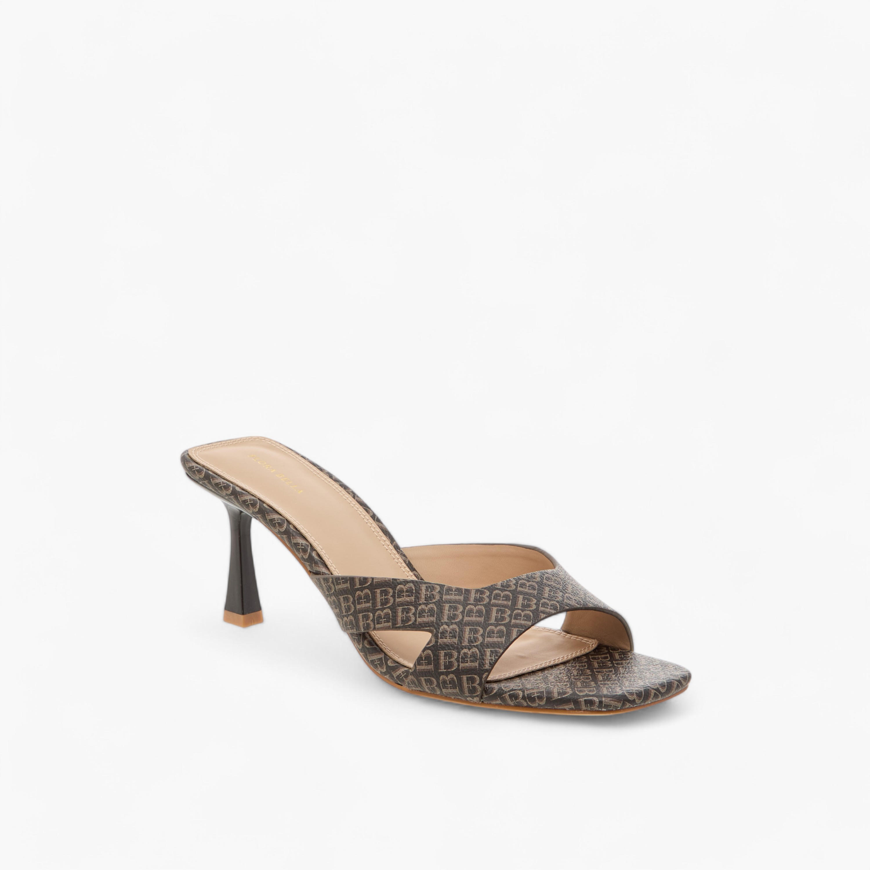 Flora Bella Monogram Print Slip-On Sandals with Flared Heels-women-shoes-sandals-heeled-image-2