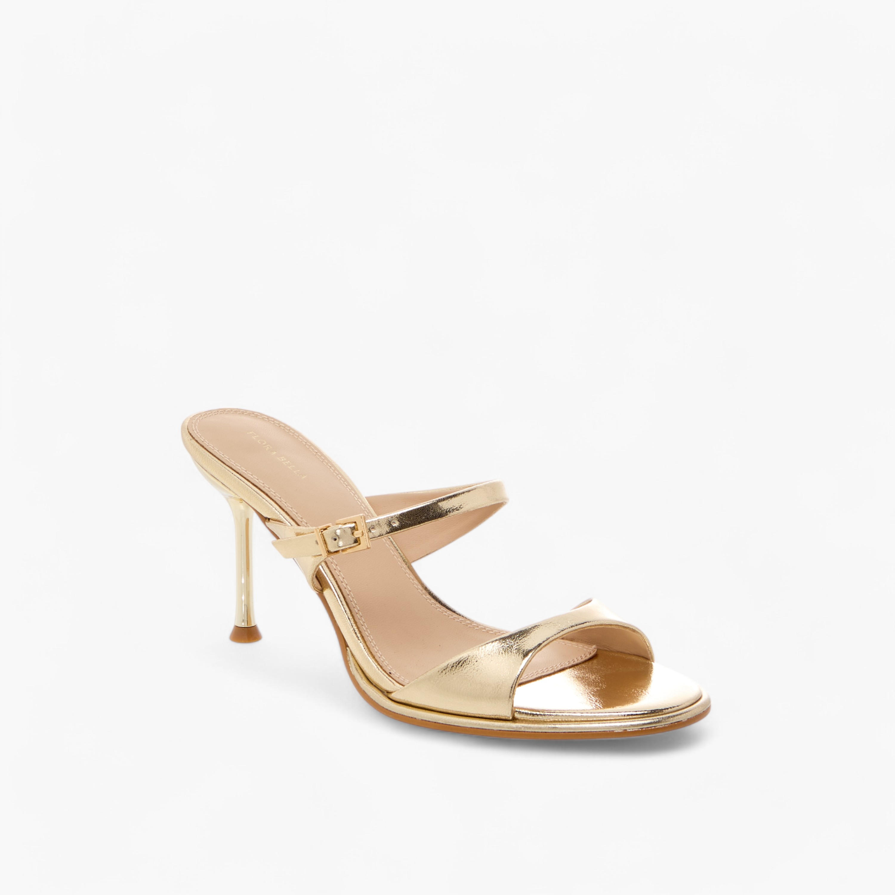 Flora Bella Metallic Slip-On Sandals with Stiletto Heels and Buckle Detail-women-shoes-sandals-heeled-image-2