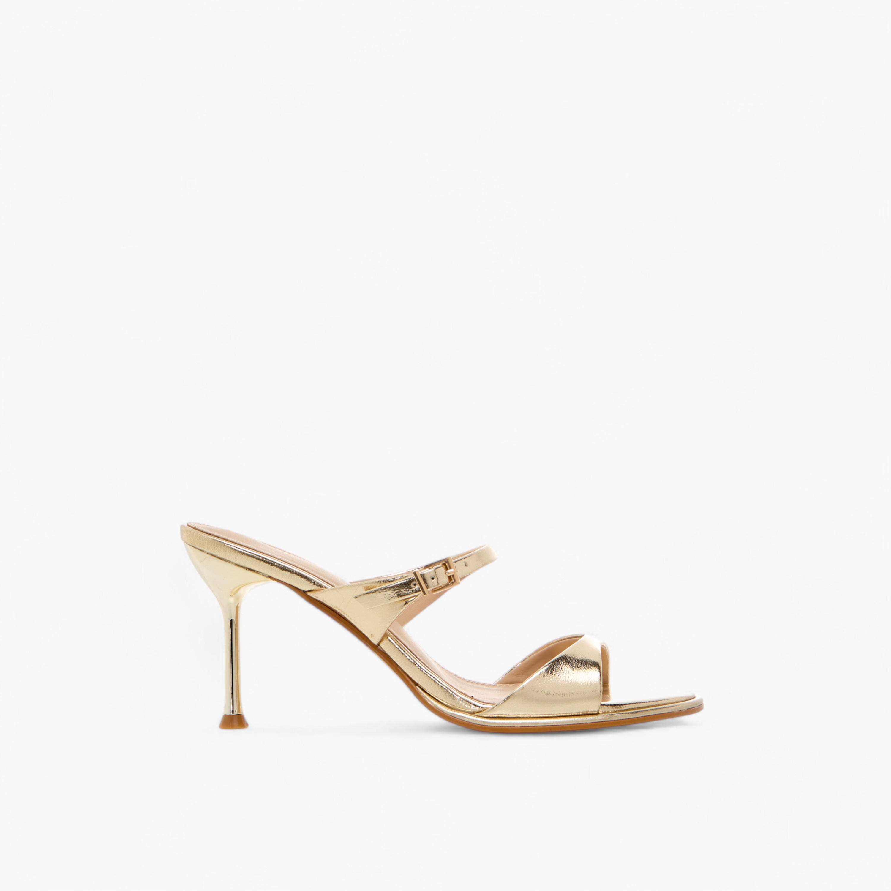 Flora Bella Metallic Slip-On Sandals with Stiletto Heels and Buckle Detail-women-shoes-sandals-heeled-image-3