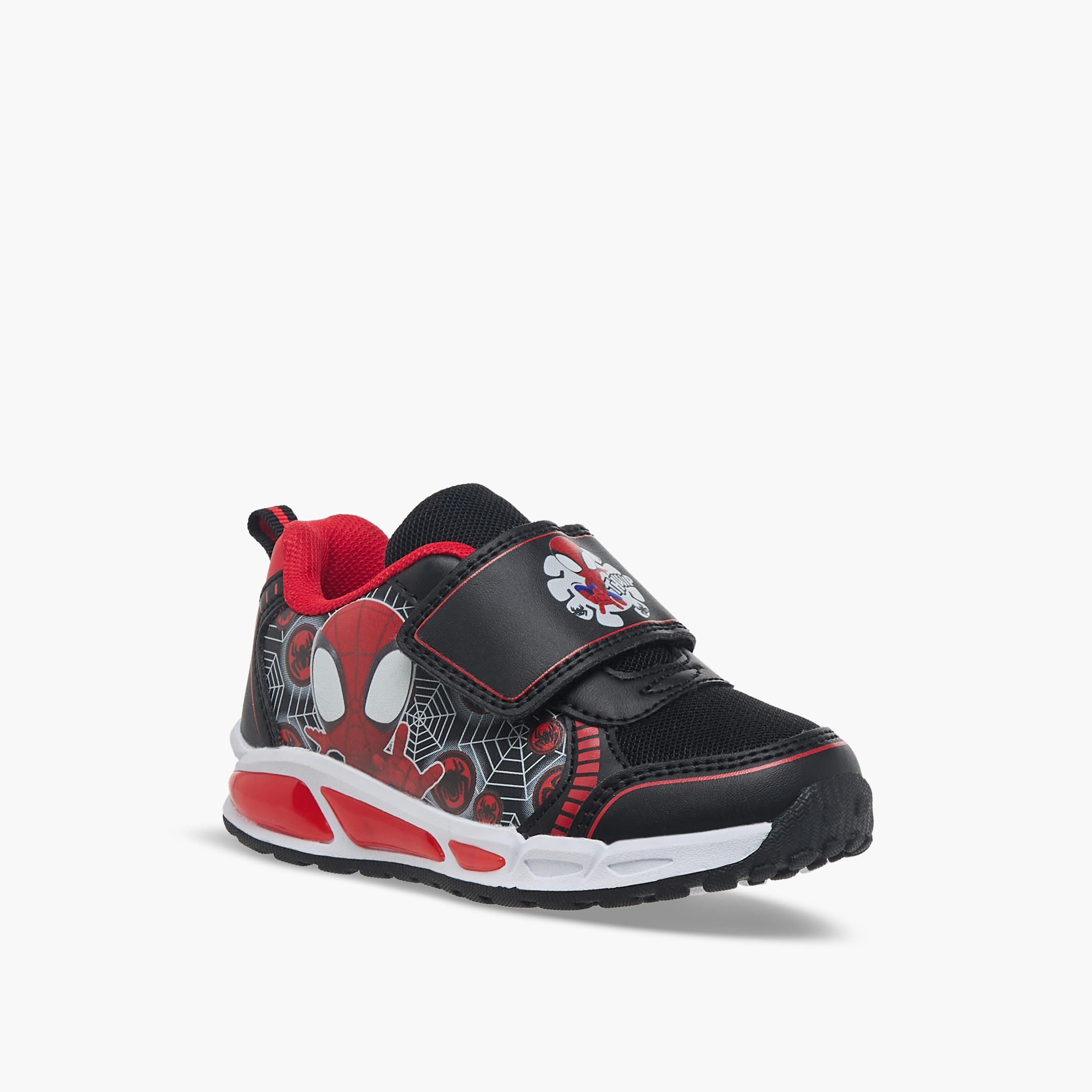 Marvel Boys Spider-Man Print Hook & Loop Light-Up Sneakers-boys-shoes-sneakers-image-2