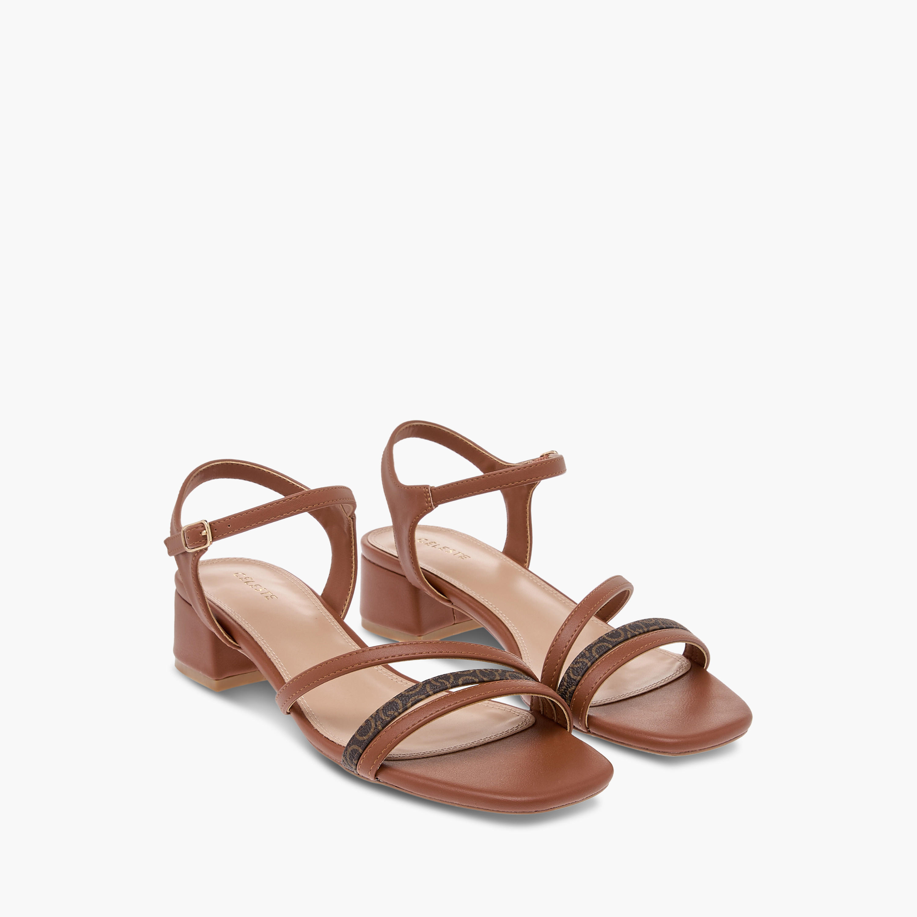 Celeste Women's Monogram Print Strap Sandals with Block Heels-women-shoes-sandals-heeled-image-1