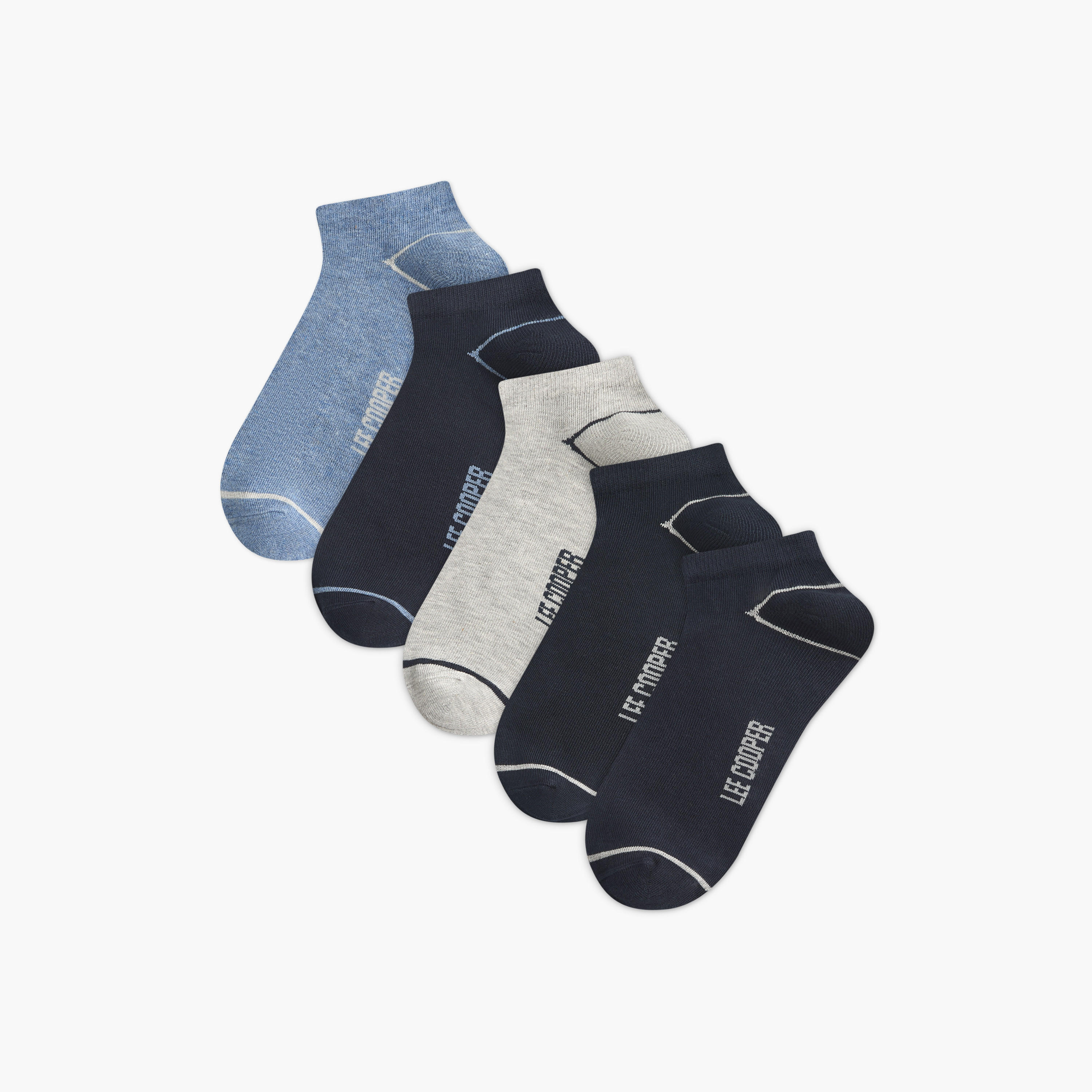 Lee Cooper Logo Detail Ankle Length Socks - Set of 5-women-socksandstockings-image-1