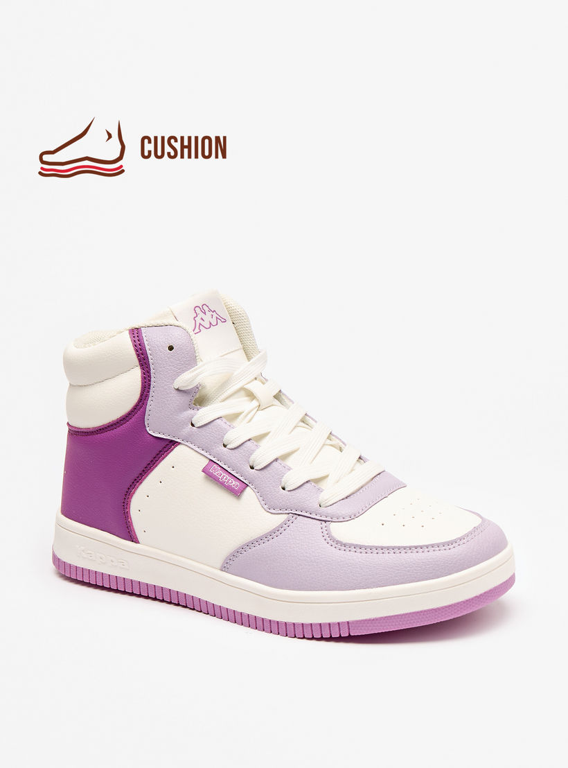 Kappa Women's Panelled Lace-Up High Top Sneakers with Cushioning-women-shoes-sneakers-image-1