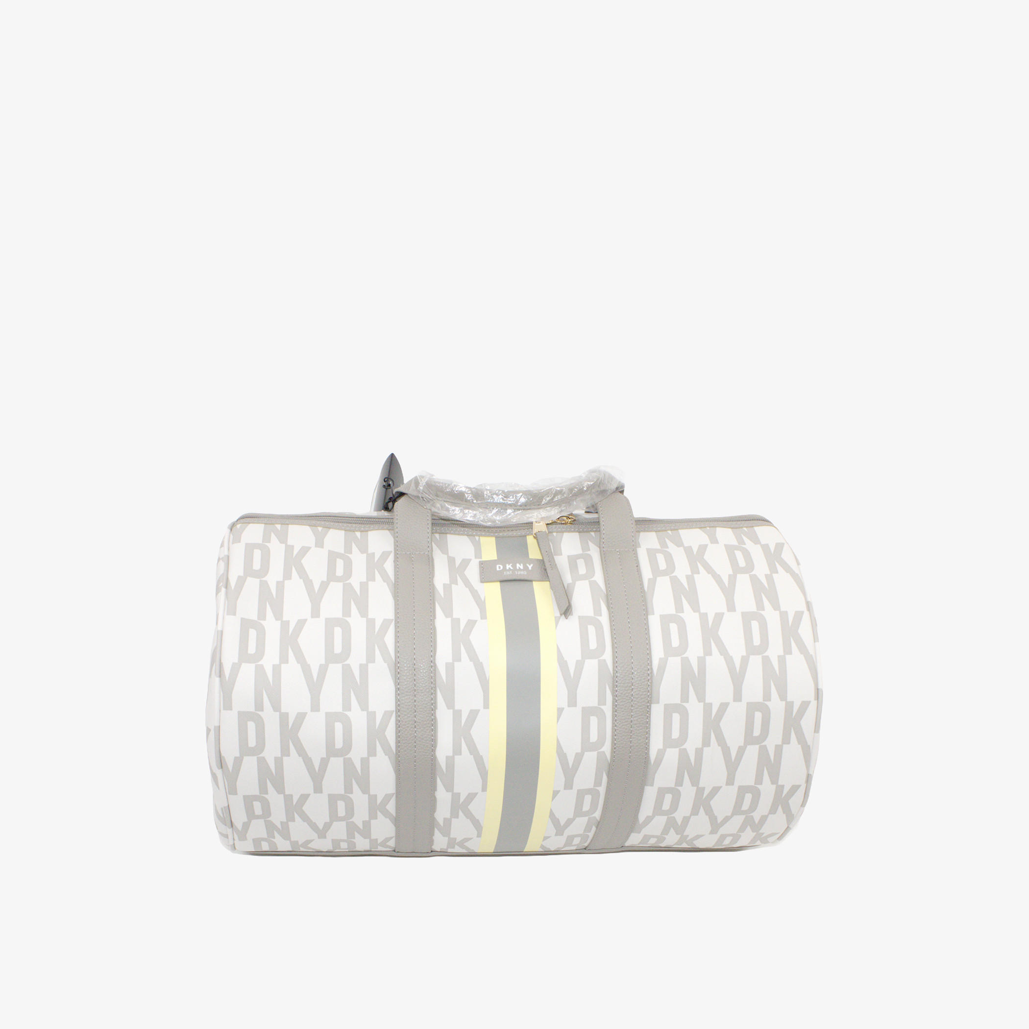 DKNY Monogram Print Duffel Bag with Double Handle and Zip Closure-travel-luggagesandbags-dufflebags-image-1