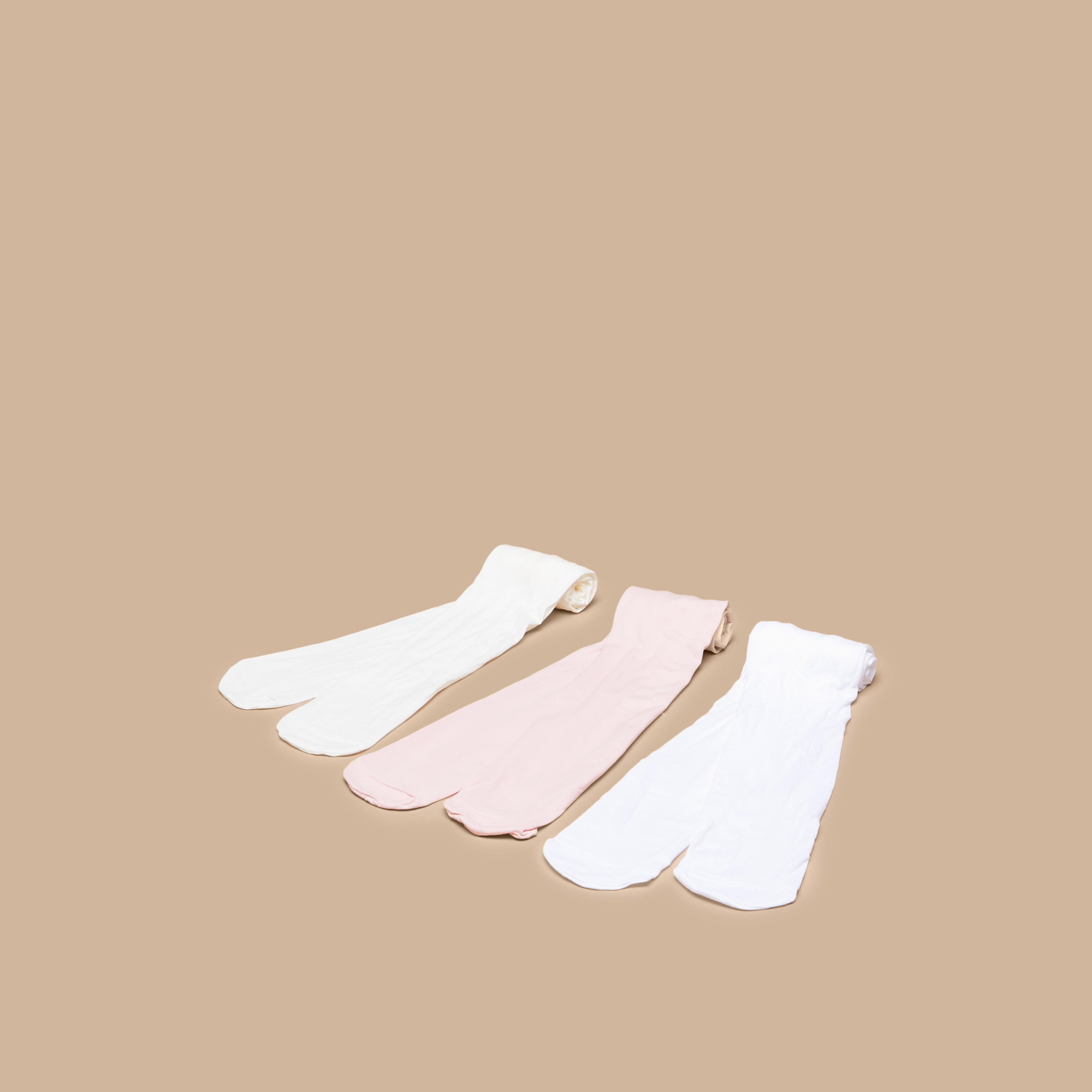 كولون سادة من ليتل ميسي - طقم من 3 قطع-girls-accessories-socks-image-1