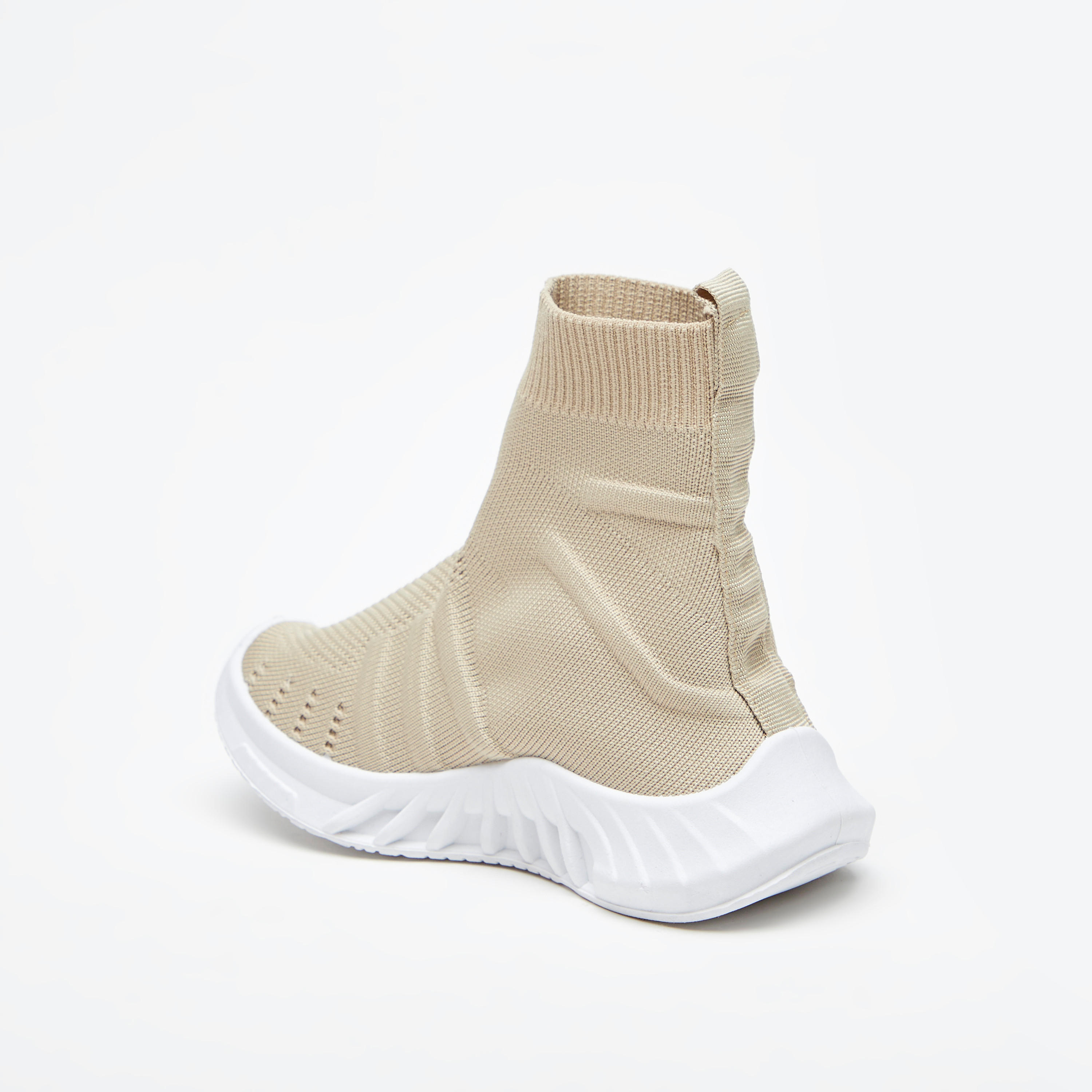 حذاء سنيكرز سادة سهل الارتداء برقبة مرتفعة وألسنة سحب-girls-shoes-sneakers-image-2