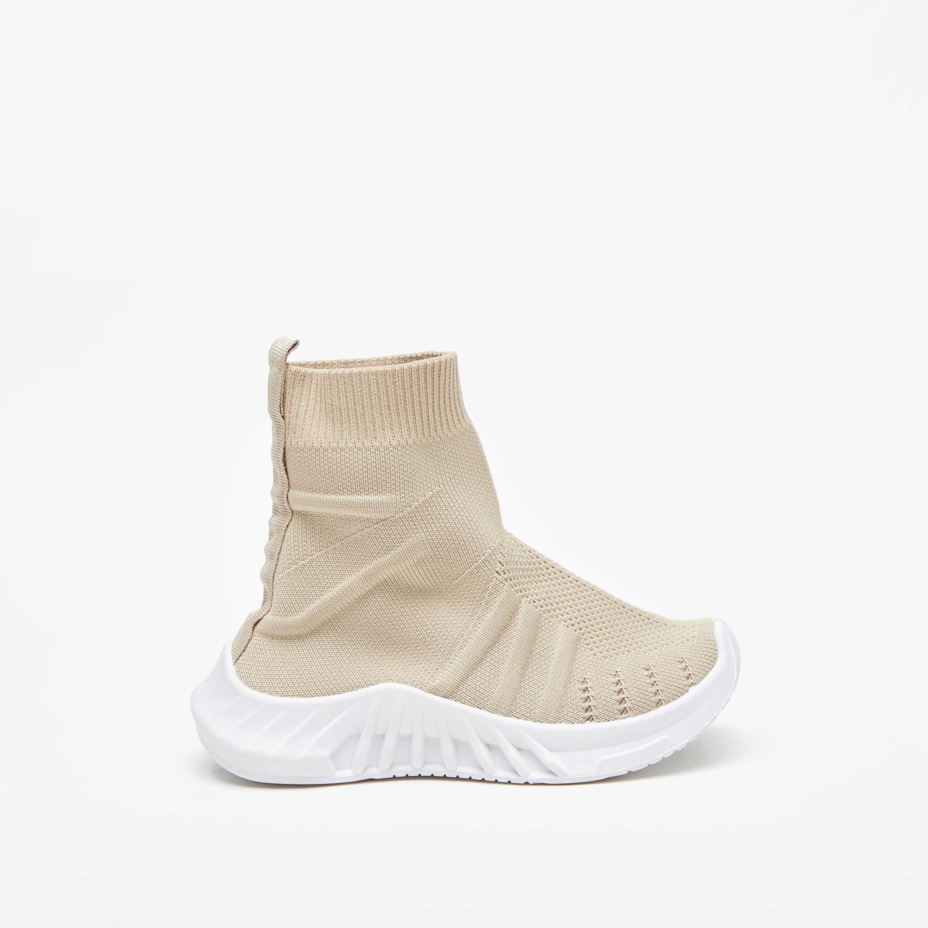 حذاء سنيكرز سادة سهل الارتداء برقبة مرتفعة وألسنة سحب-girls-shoes-sneakers-image-3