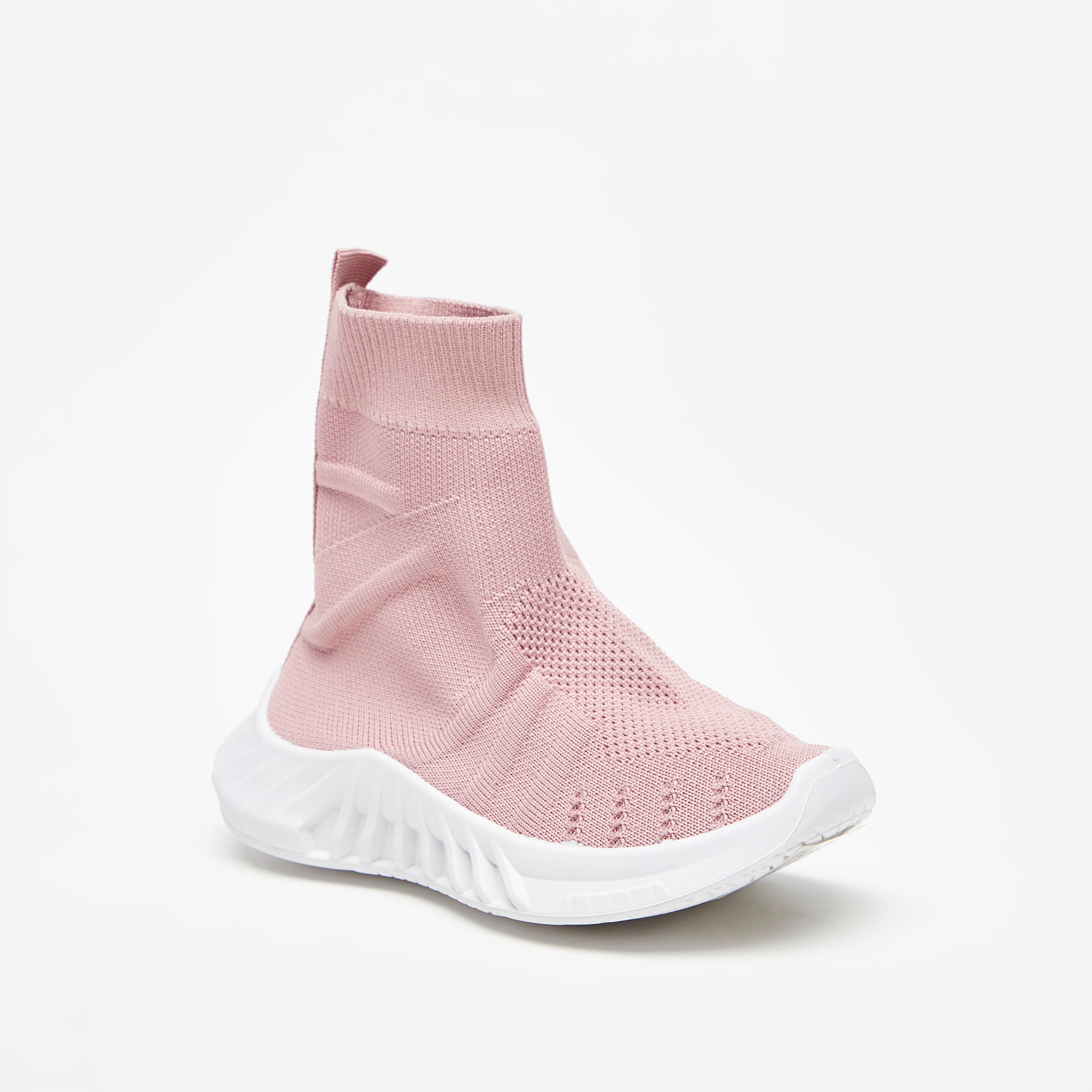 Solid Slip-On High Top Sneakers with Pull Tabs-girls-shoes-sneakers-image-1