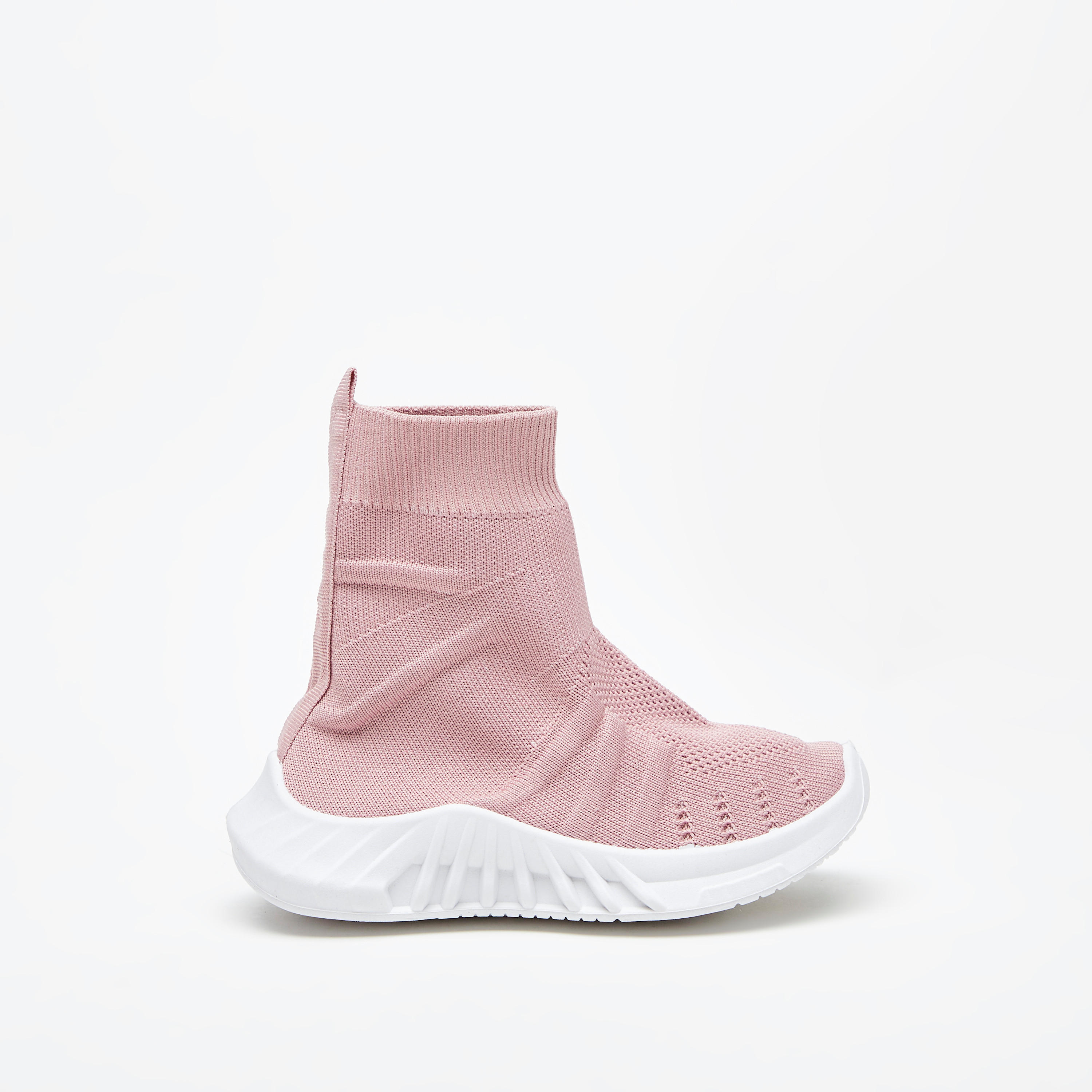 Solid Slip-On High Top Sneakers with Pull Tabs-girls-shoes-sneakers-image-3