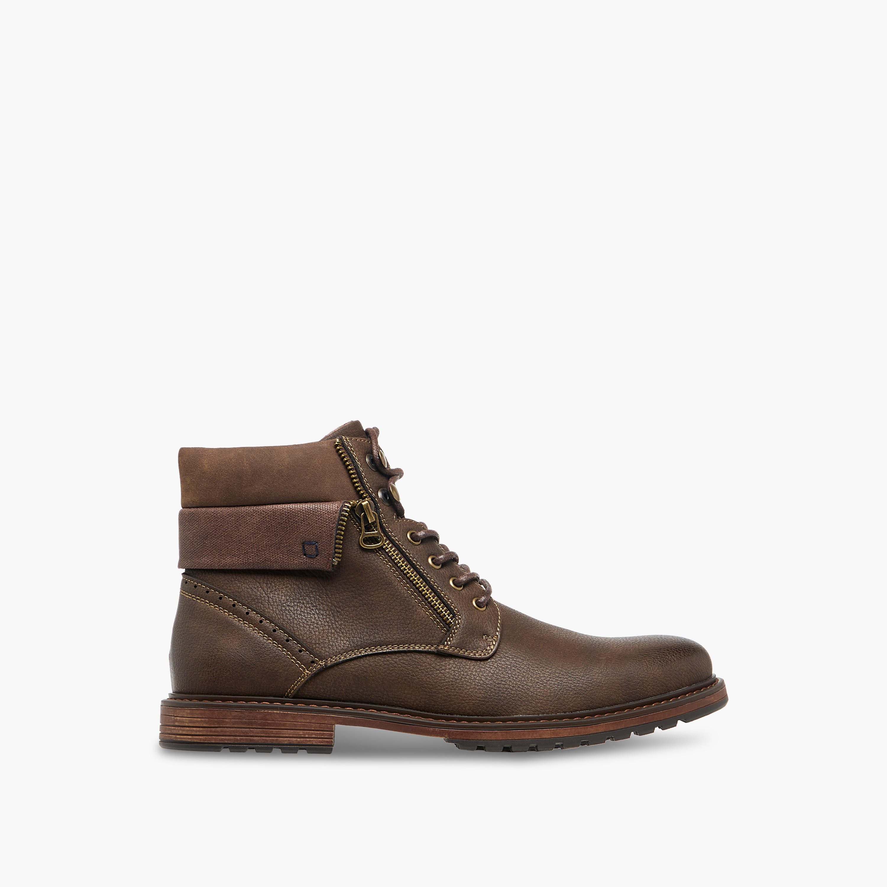 LBL by Shoexpress Panelled Ankle Boots with Zip Closure-men-shoes-boots-image-3
