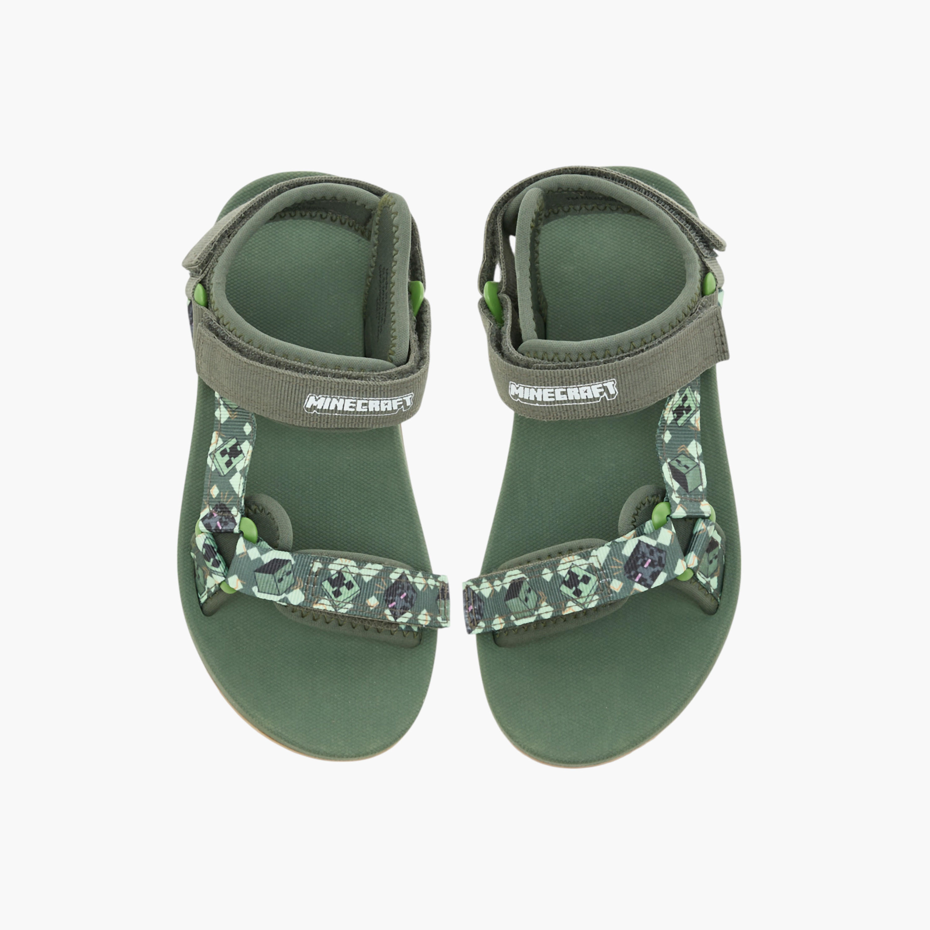Minecraft Printed Sandals with Hook and Loop Closure-boys-shoes-sandals-image-1