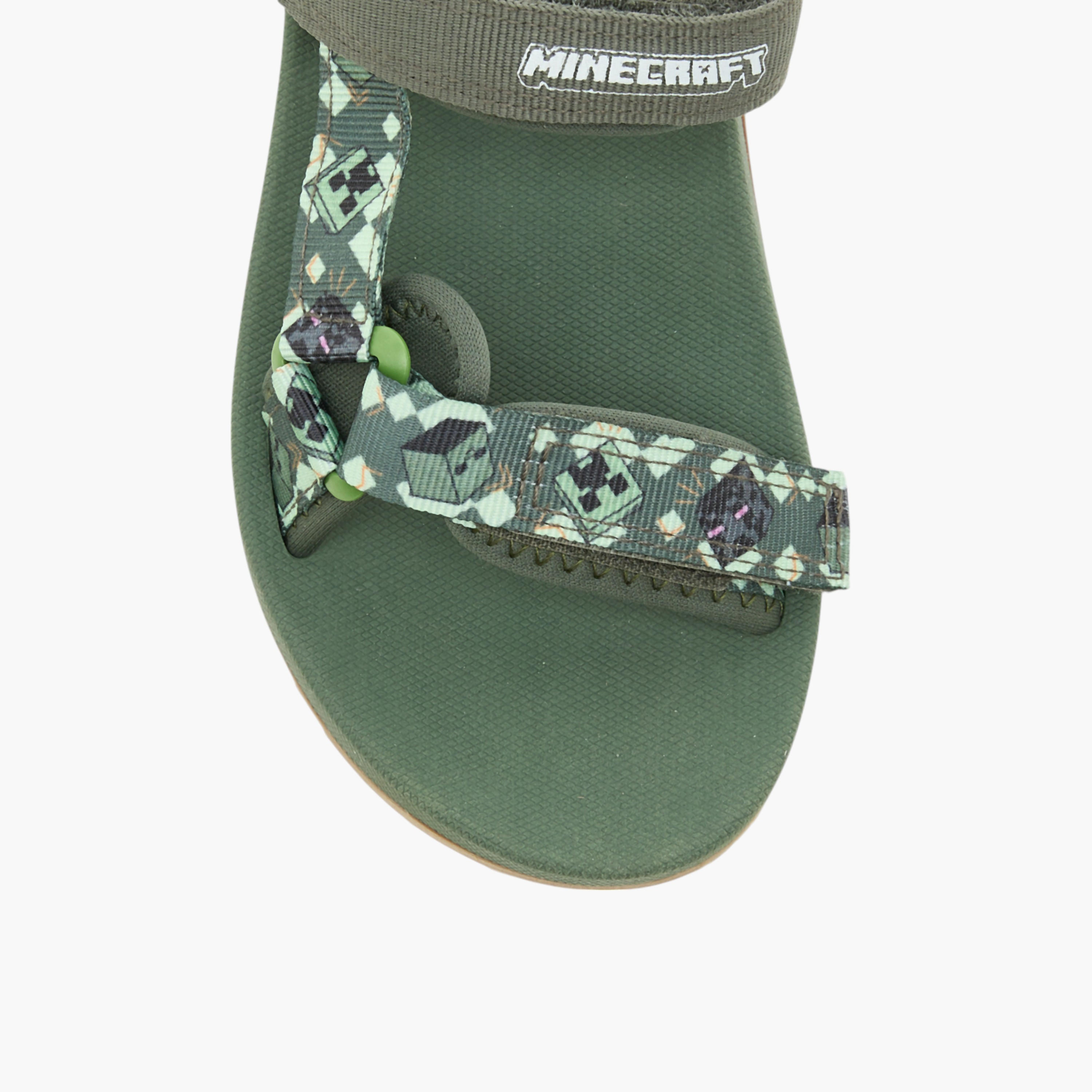 Minecraft Printed Sandals with Hook and Loop Closure-boys-shoes-sandals-image-3
