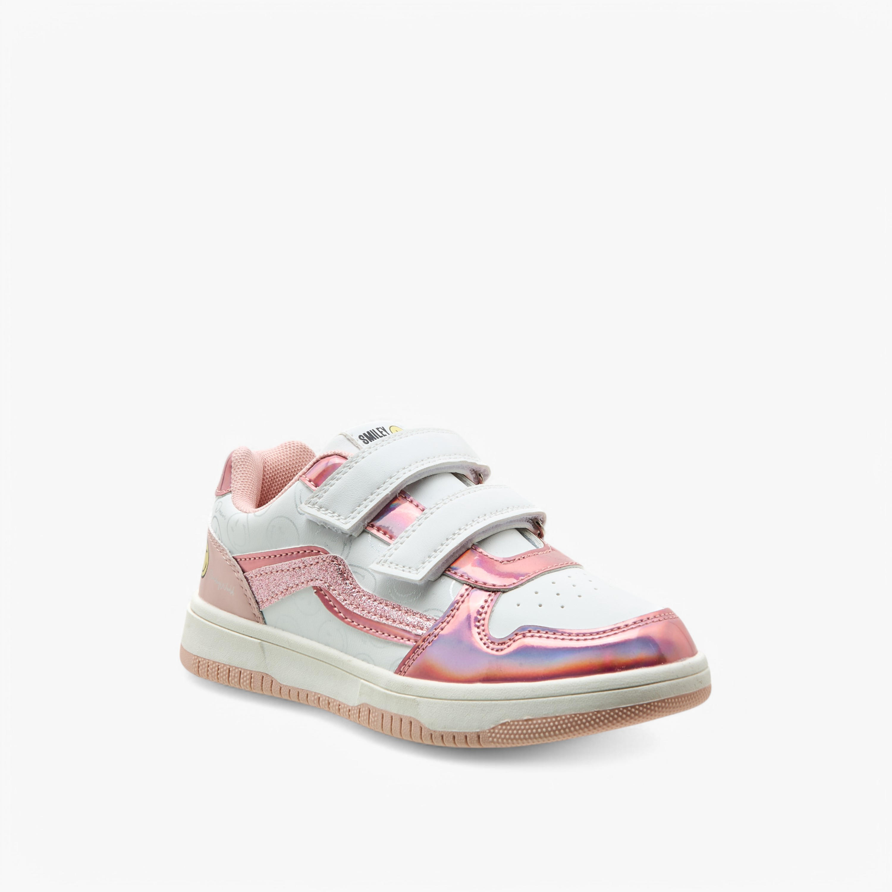 Smiley World Printed Sneakers with Hook and Loop Closure-girls-shoes-sneakers-image-2