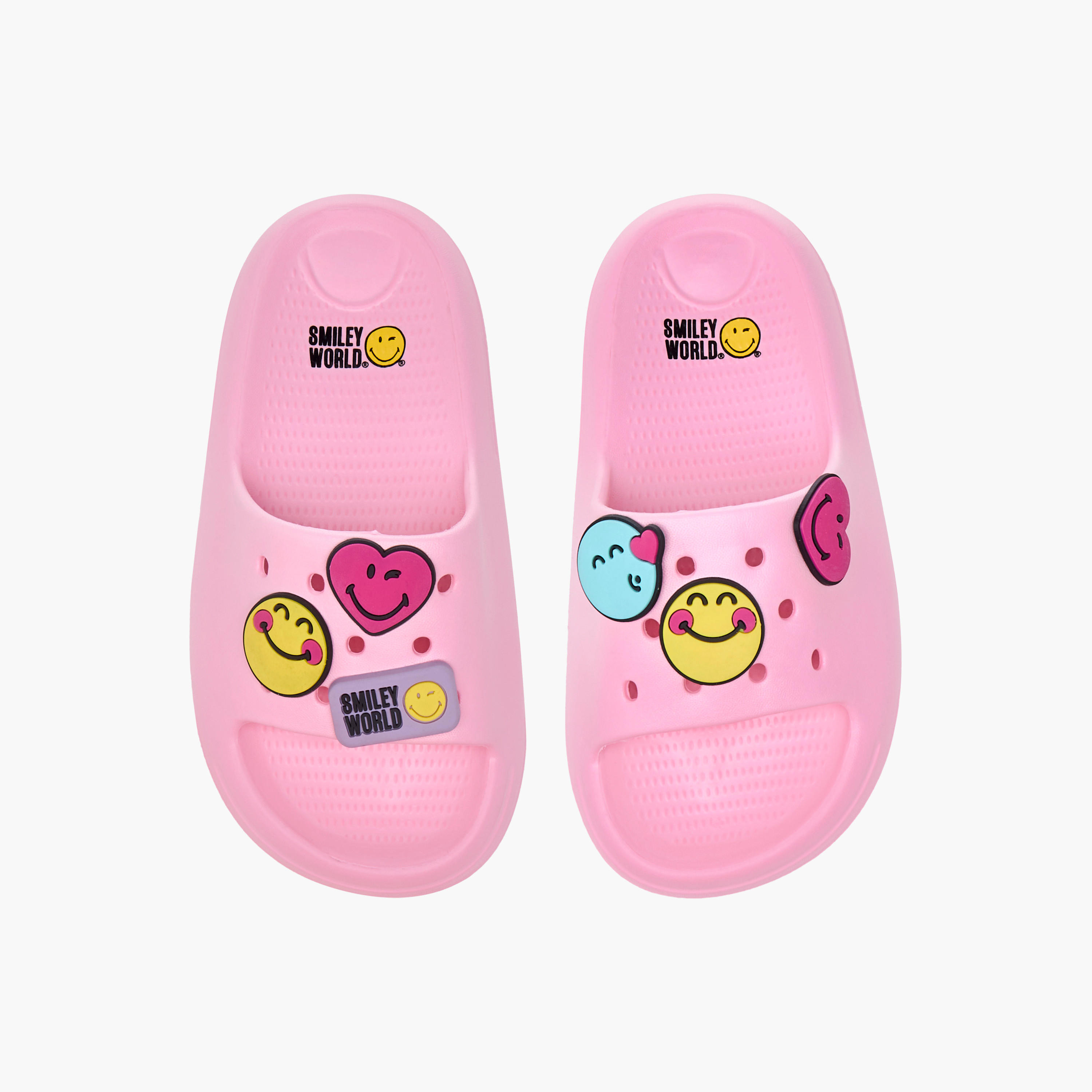 Smiley World Applique Slip-On Slides-girls-shoes-flipflopsandslides-image-1